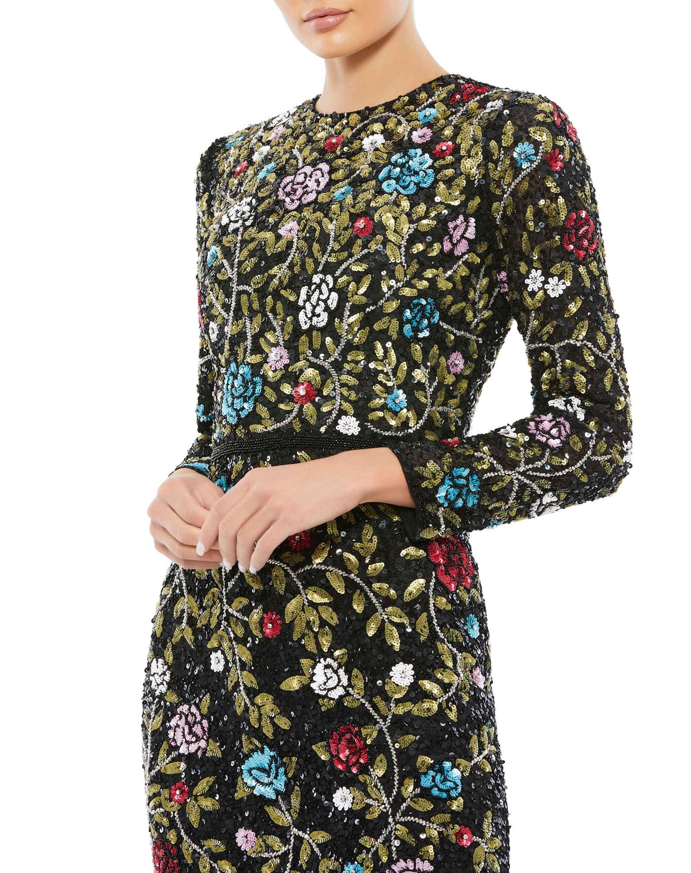 Floral Embellished Long Sleeve Gown – Mac Duggal