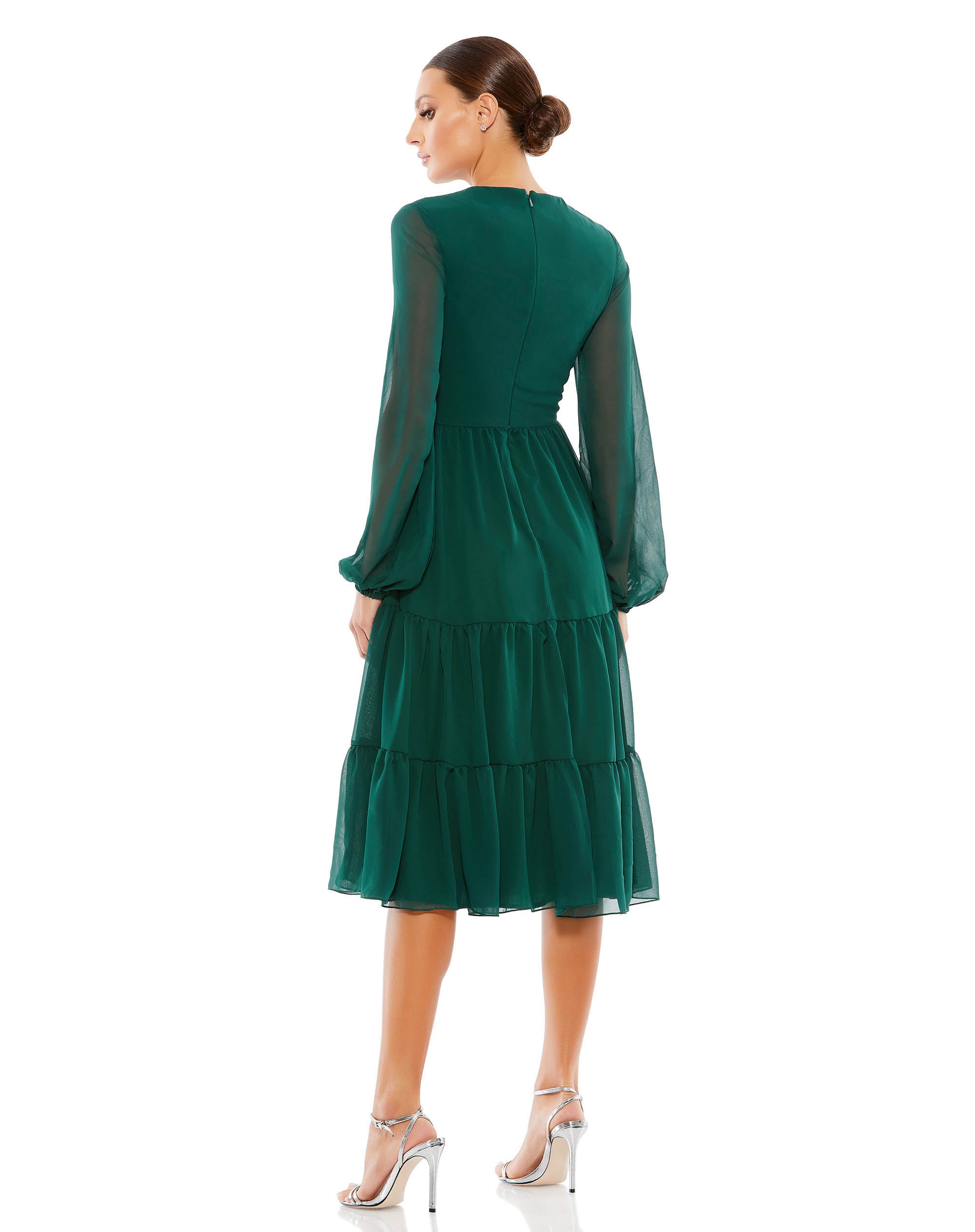 Ruched V-Neck Tiered Midi Dress - FINAL SALE