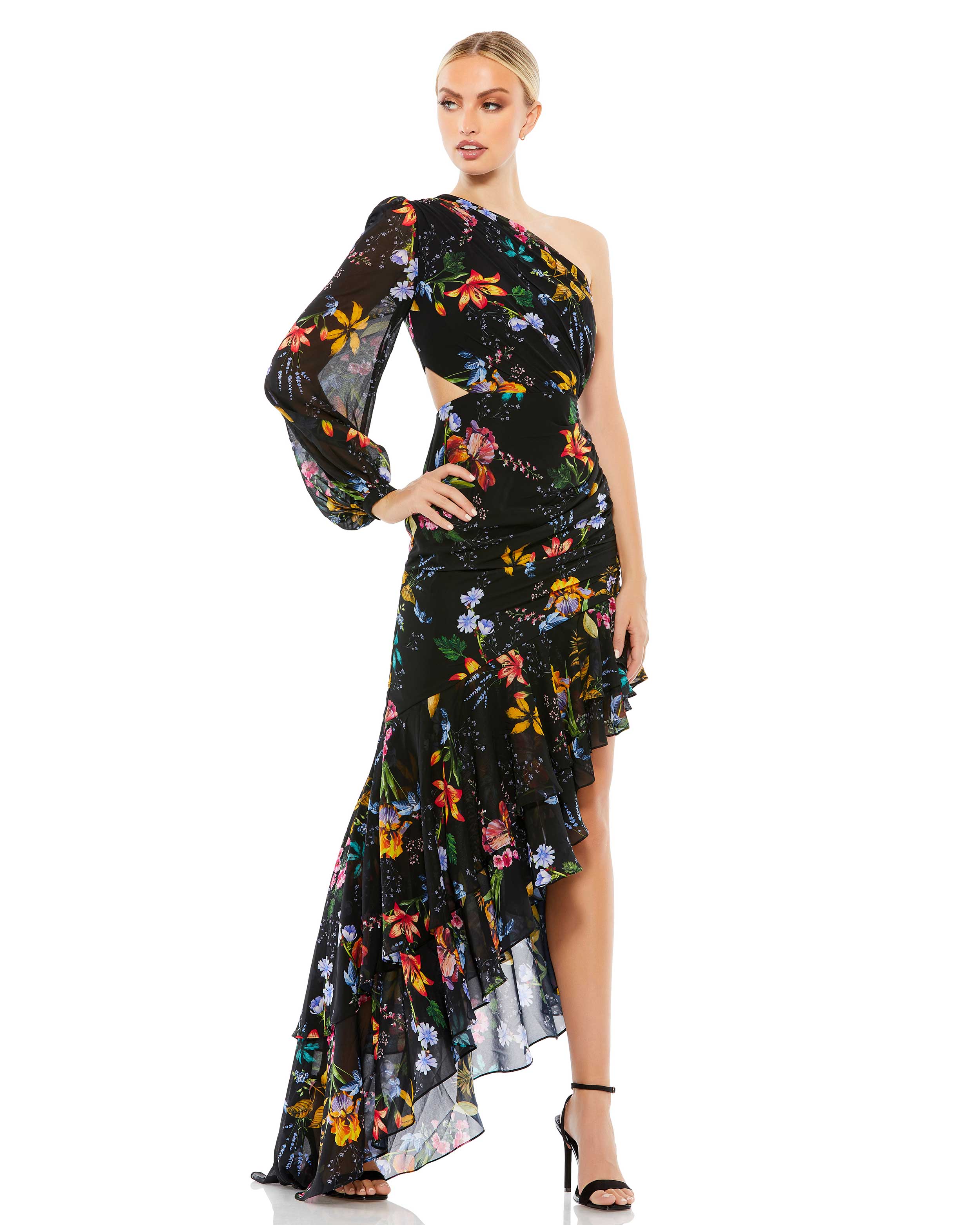 Floral One Sleeve Cut Out Dress - FINAL SALE