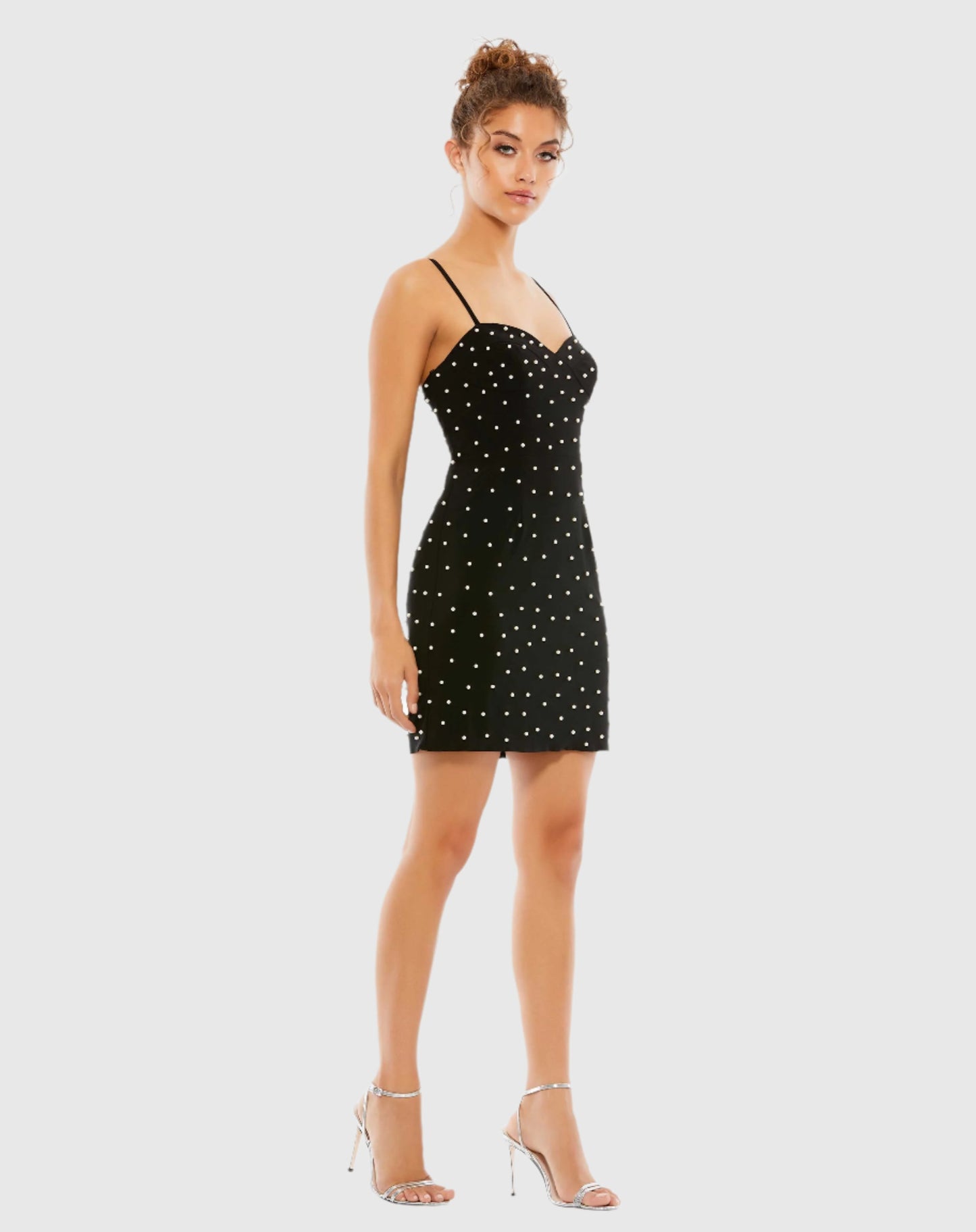 Sleeveless Pearl Encrusted Sweetheart Mini Dress - FINAL SALE