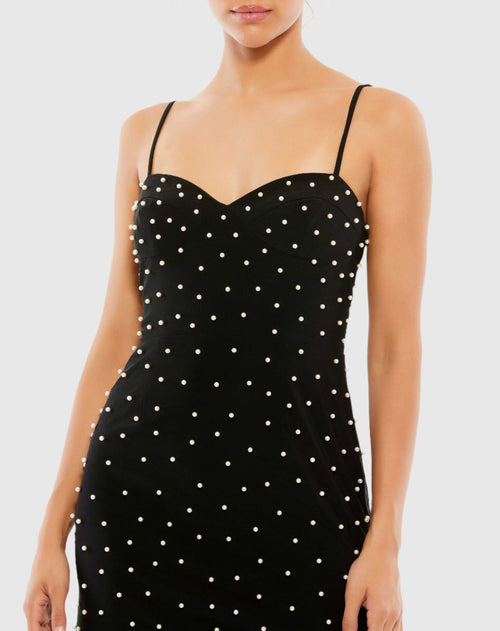 Sleeveless Pearl Encrusted Sweetheart Mini Dress - FINAL SALE