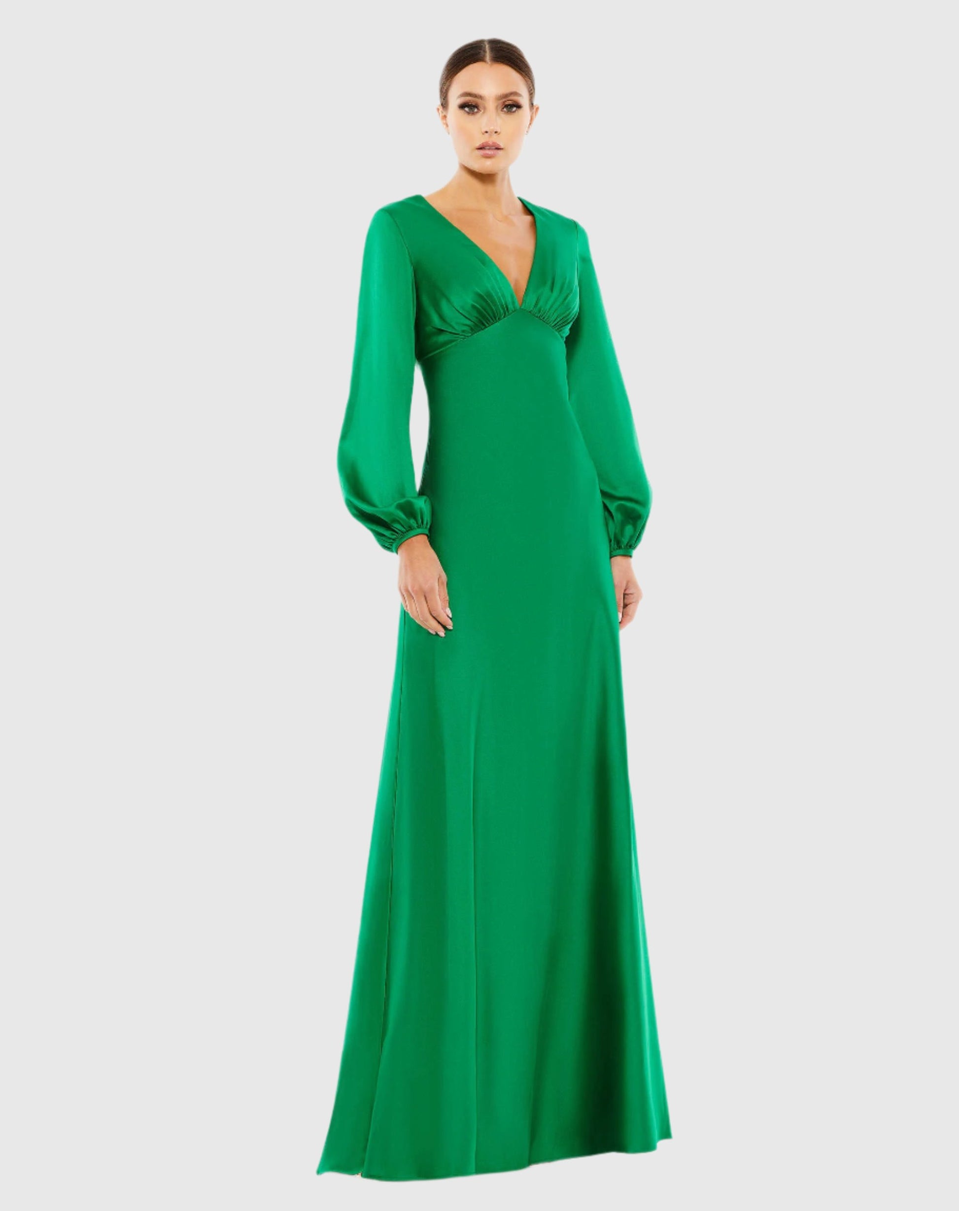 Charmeuse Empire Waist Blouson Sleeve Gown