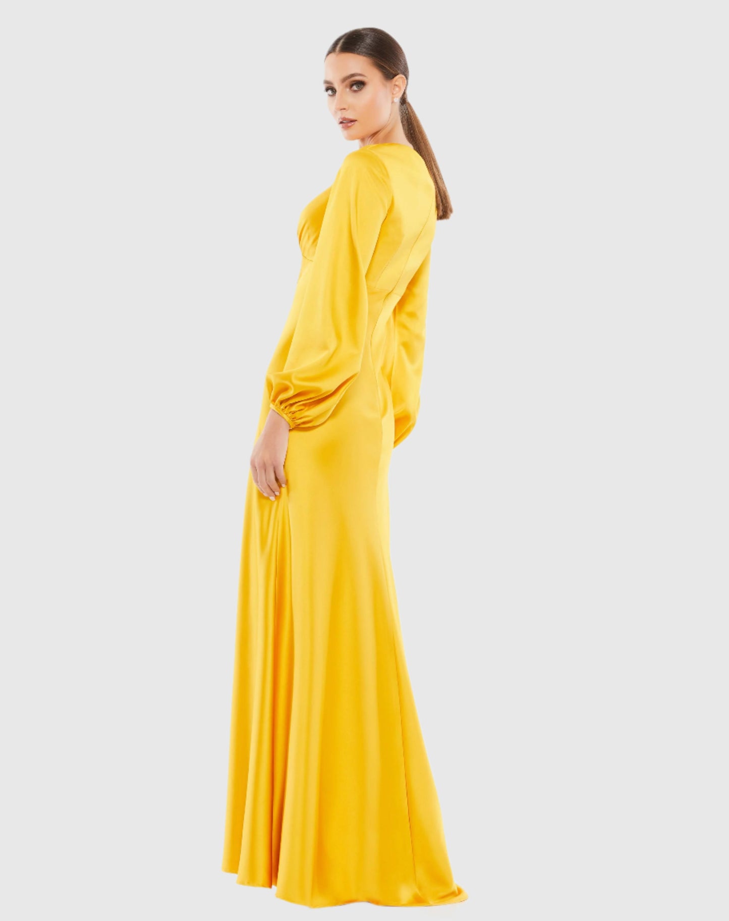 Charmeuse Empire Waist Blouson Sleeve Gown