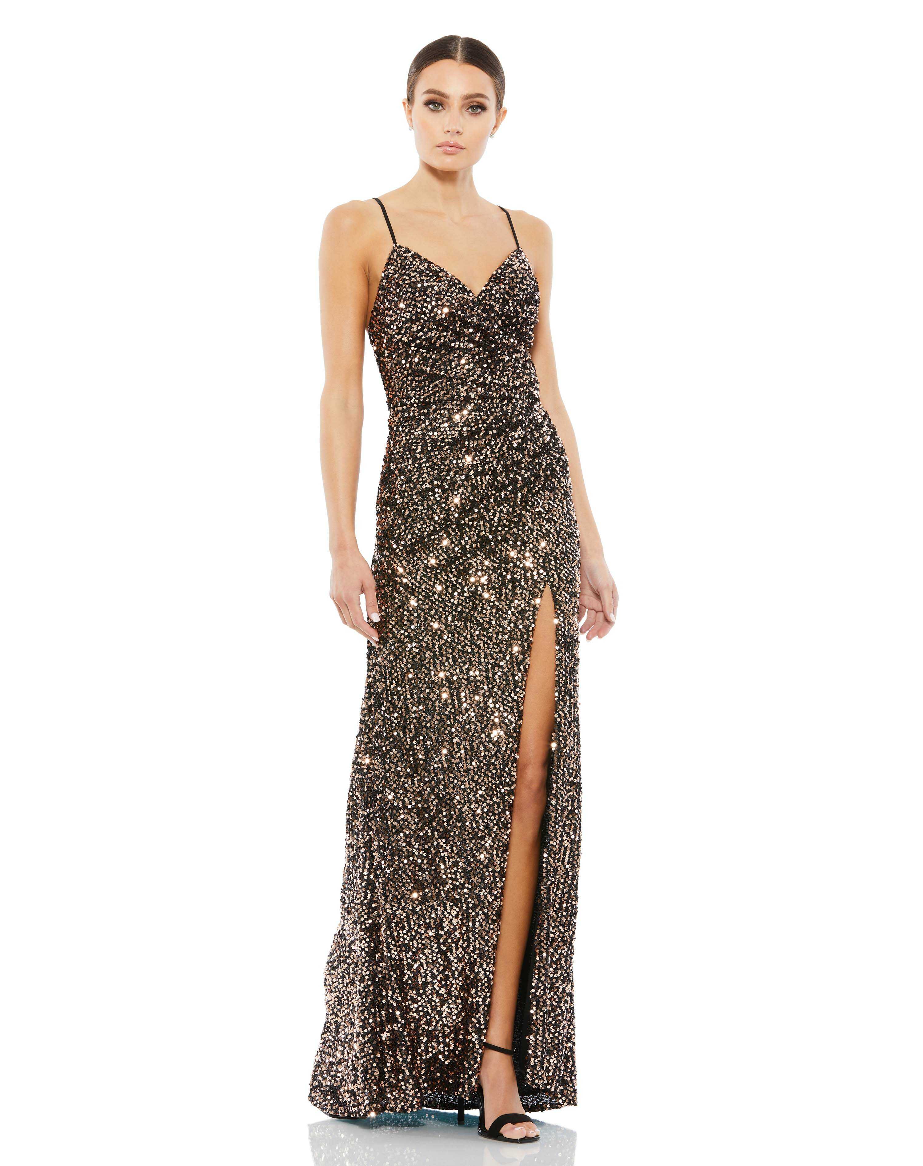 Sequined Gather Waist Gown
