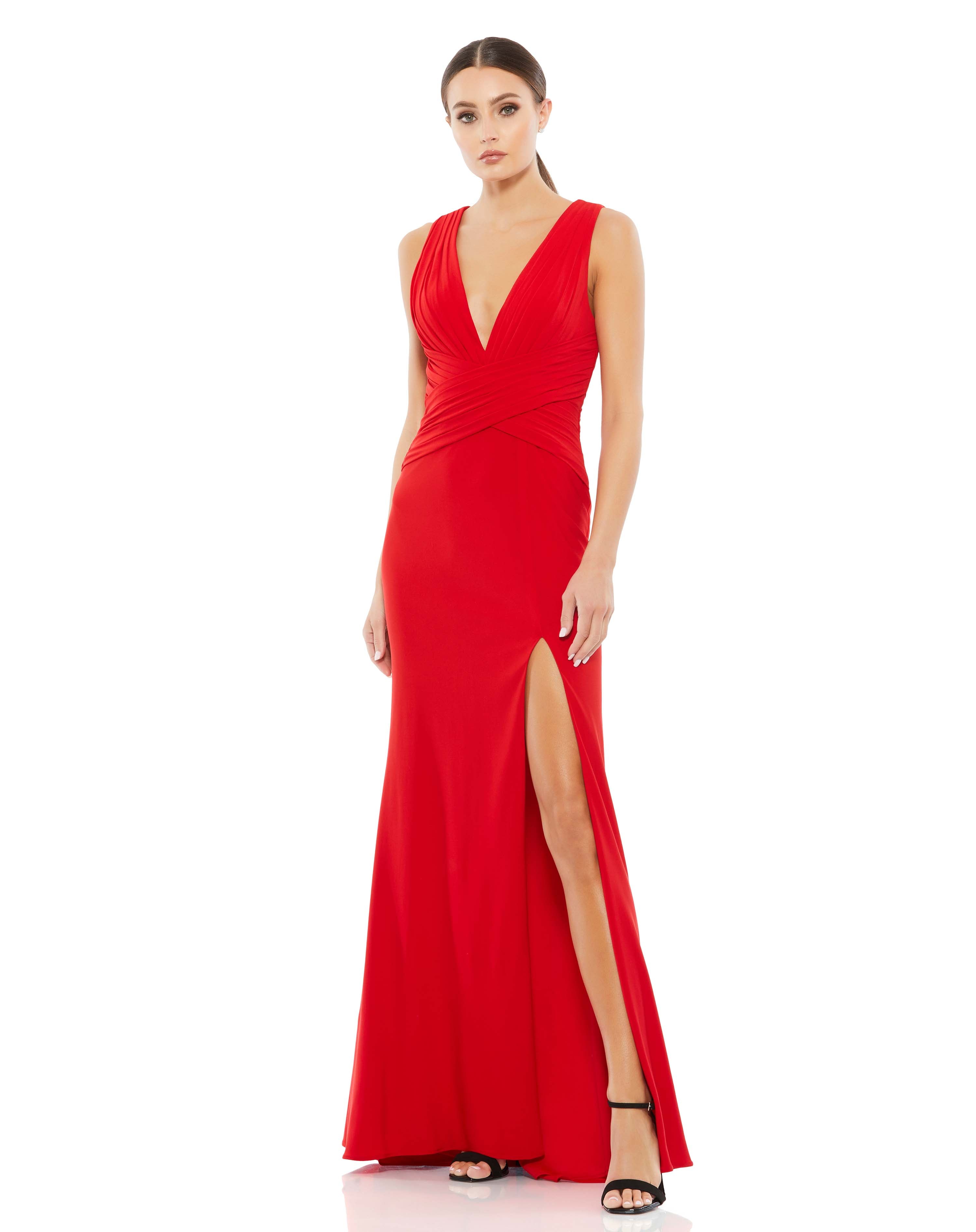 Pleated Bodice Jersey Column Gown – Mac Duggal