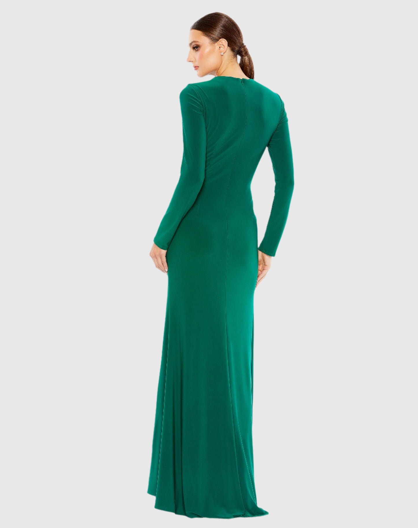 Long Sleeve Keyhole Draped Gown