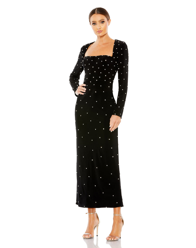 Collar Rhinestone Long Sleeve Tight Dress – Marimar Shop