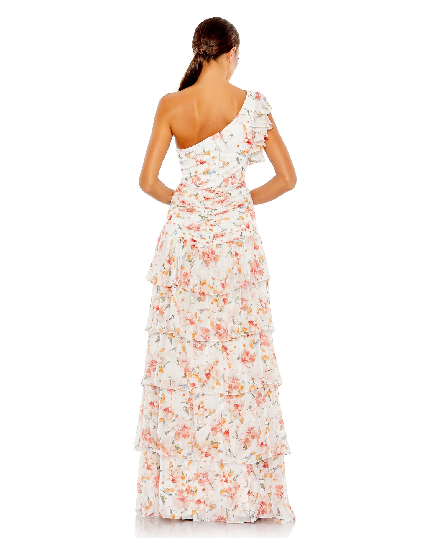 Robe asymétrique à volants et imprimé floral