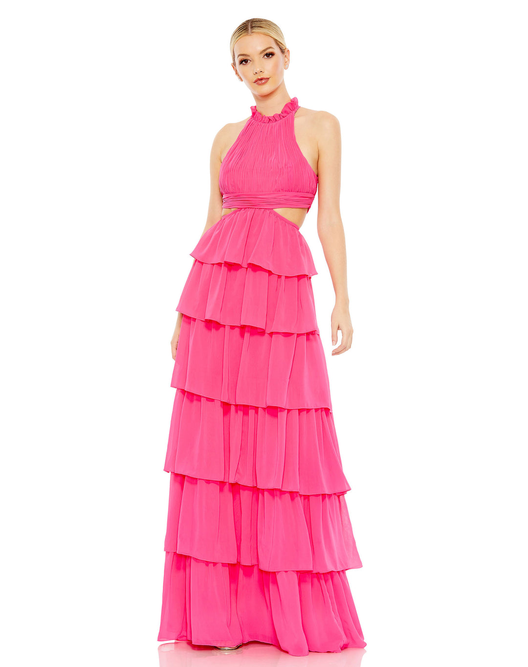 Tiered Ruffle Pleated High Neck Ball Gown – Mac Duggal