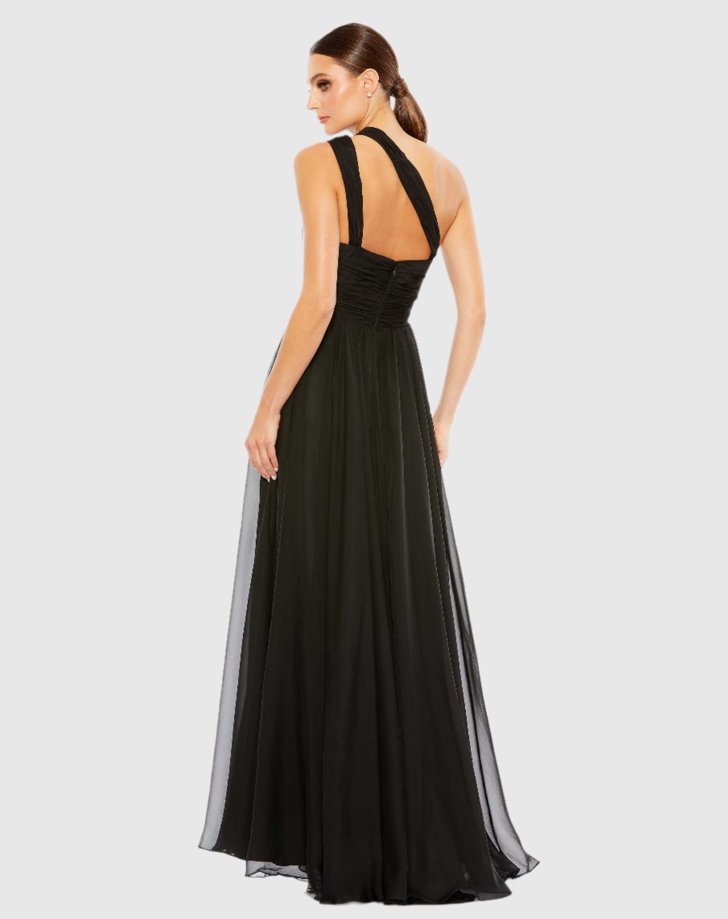 Strappy One Shoulder A Line Gown