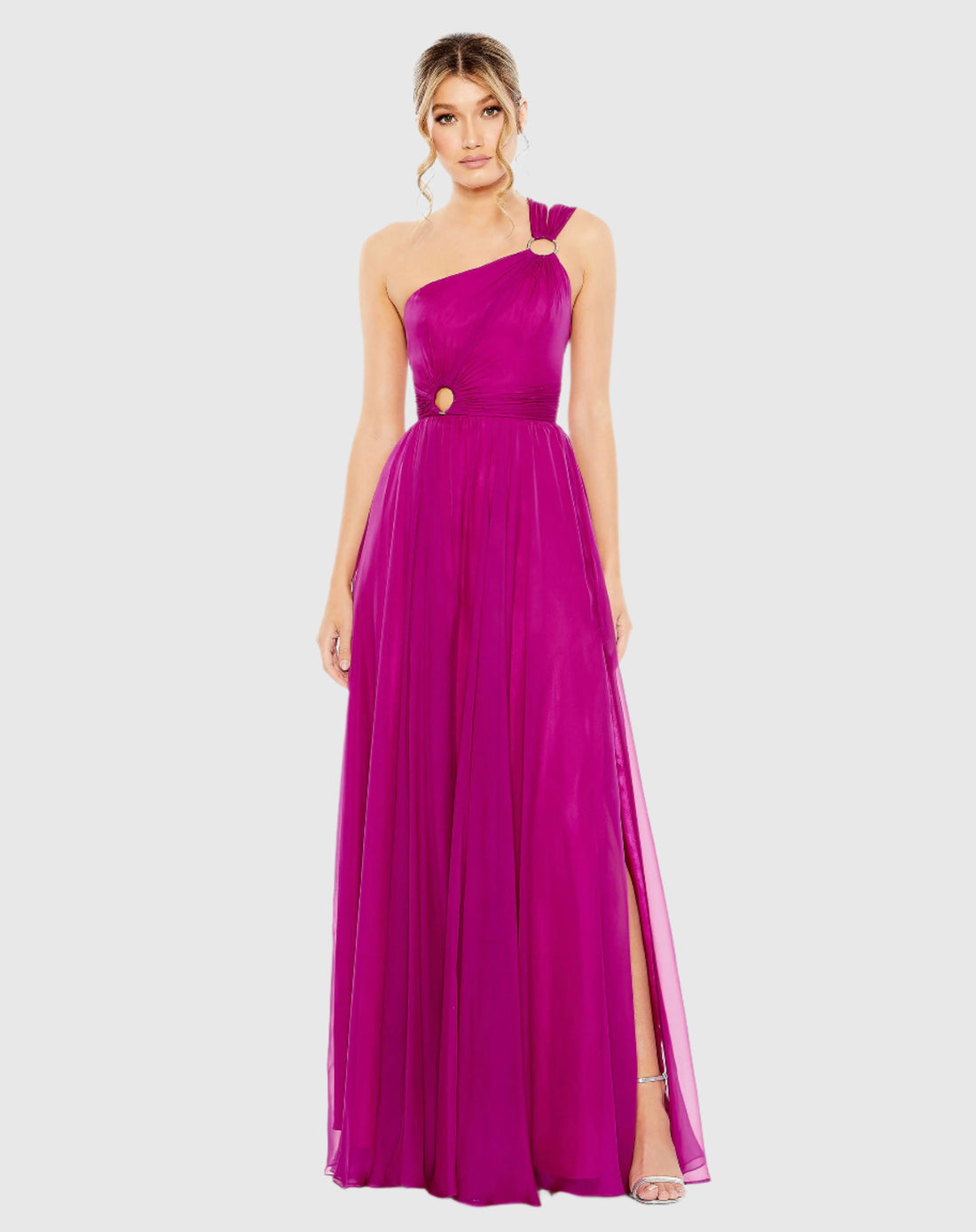 Strappy One Shoulder A Line Gown