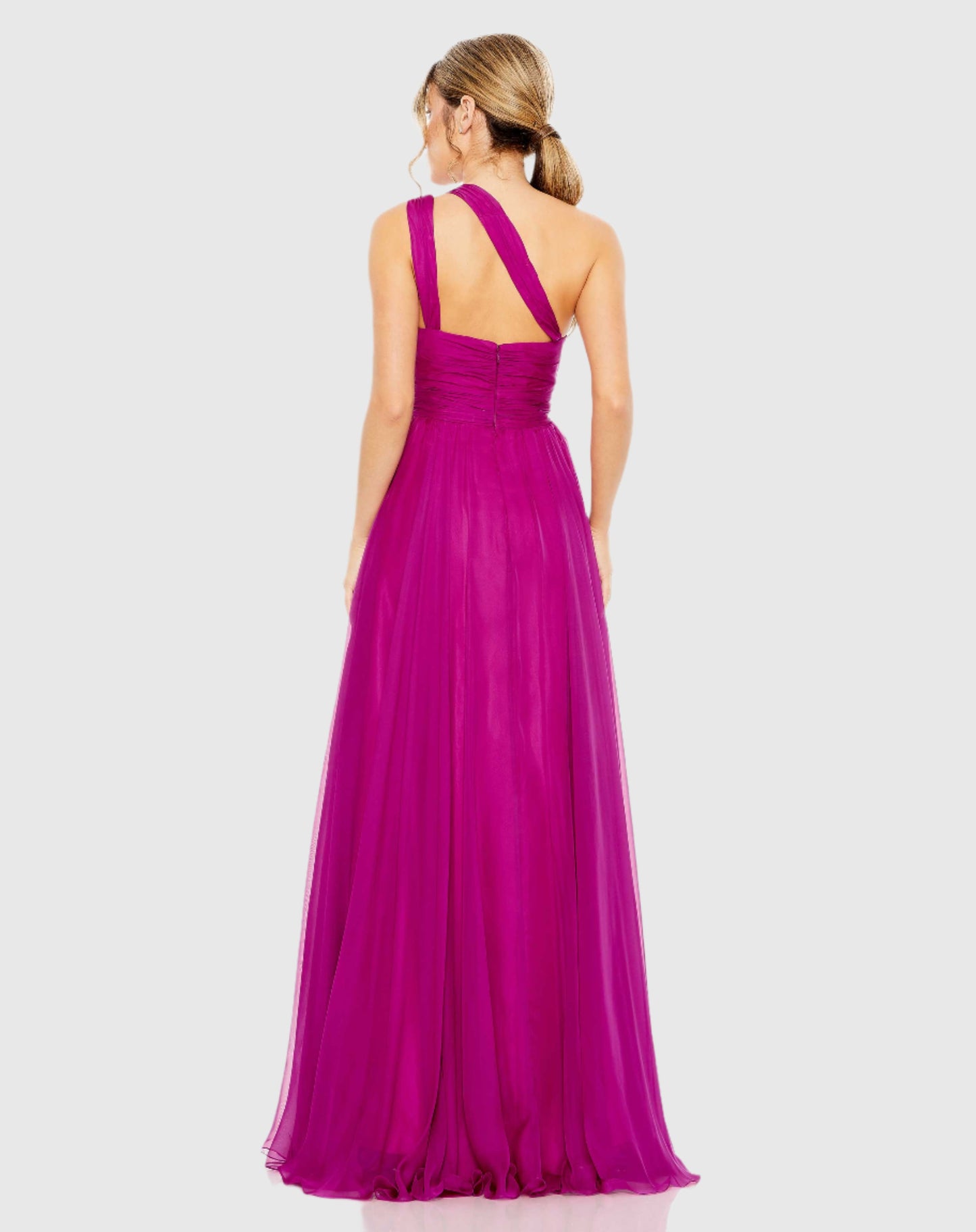 Strappy One Shoulder A Line Gown