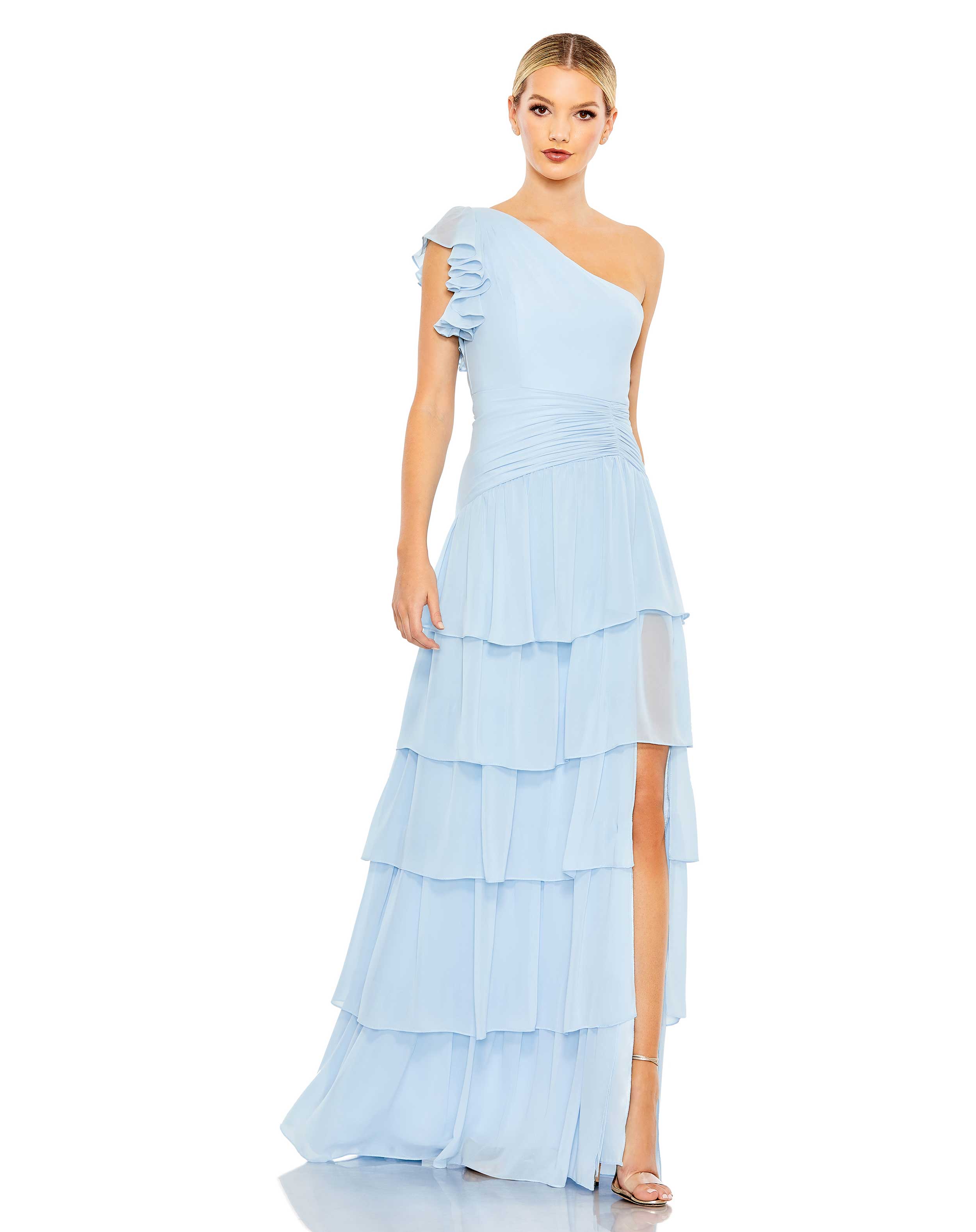 Ruffle Tiered One Flutter Sleeve Gown - FINAL SALE