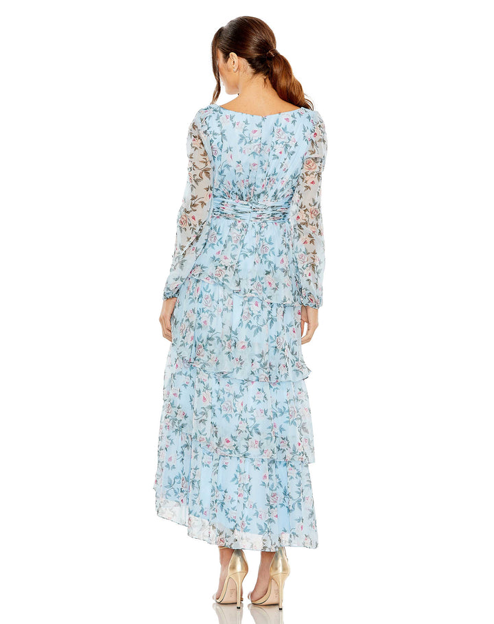 Puff Sleeve Floral Printed Dress – Mac Duggal