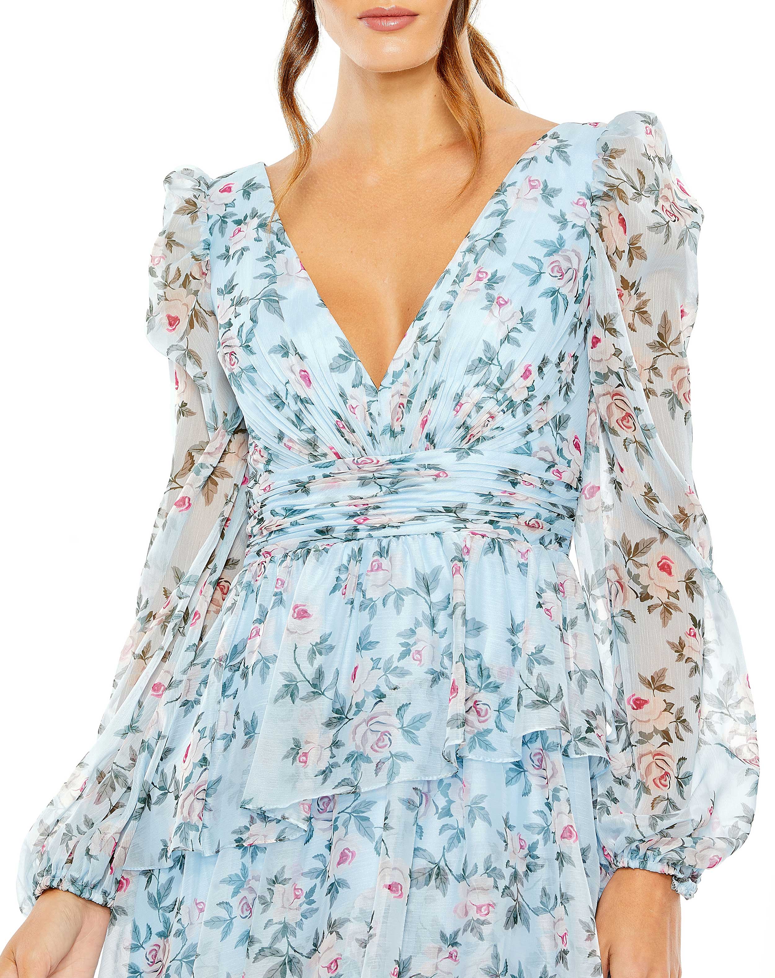 Puff Sleeve Floral Printed Dress