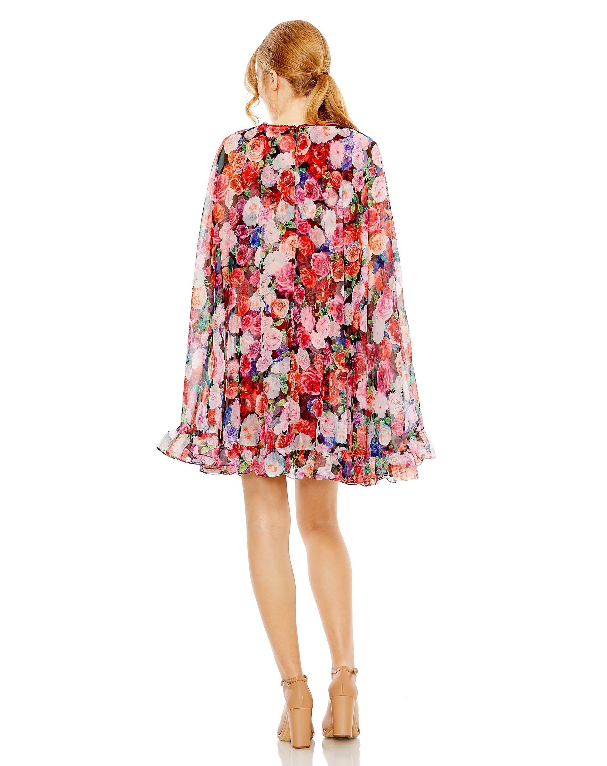 Mini-robe cape imprimée florale