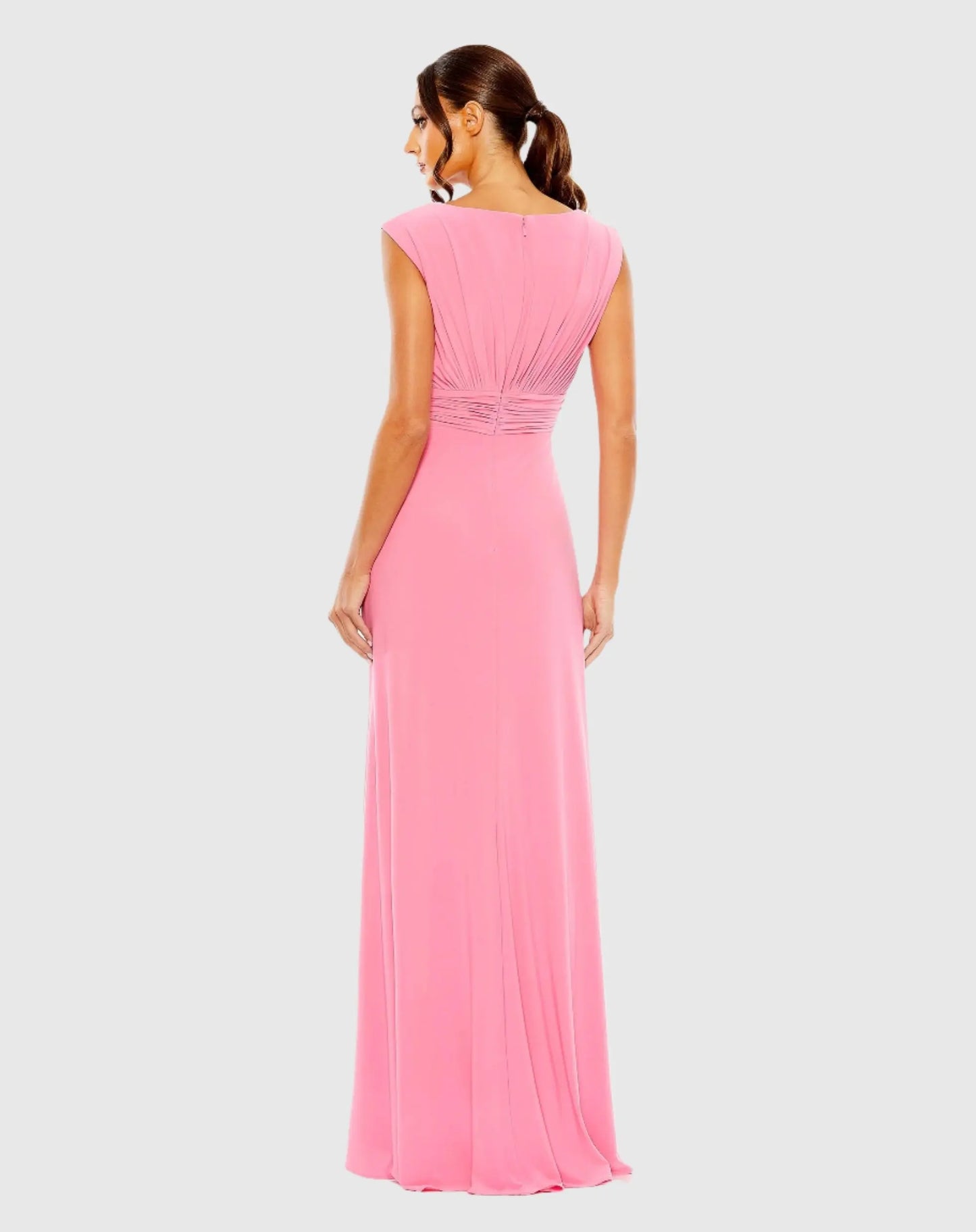 Sleeveless Side Ruched Slit Gown - Mac Duggal