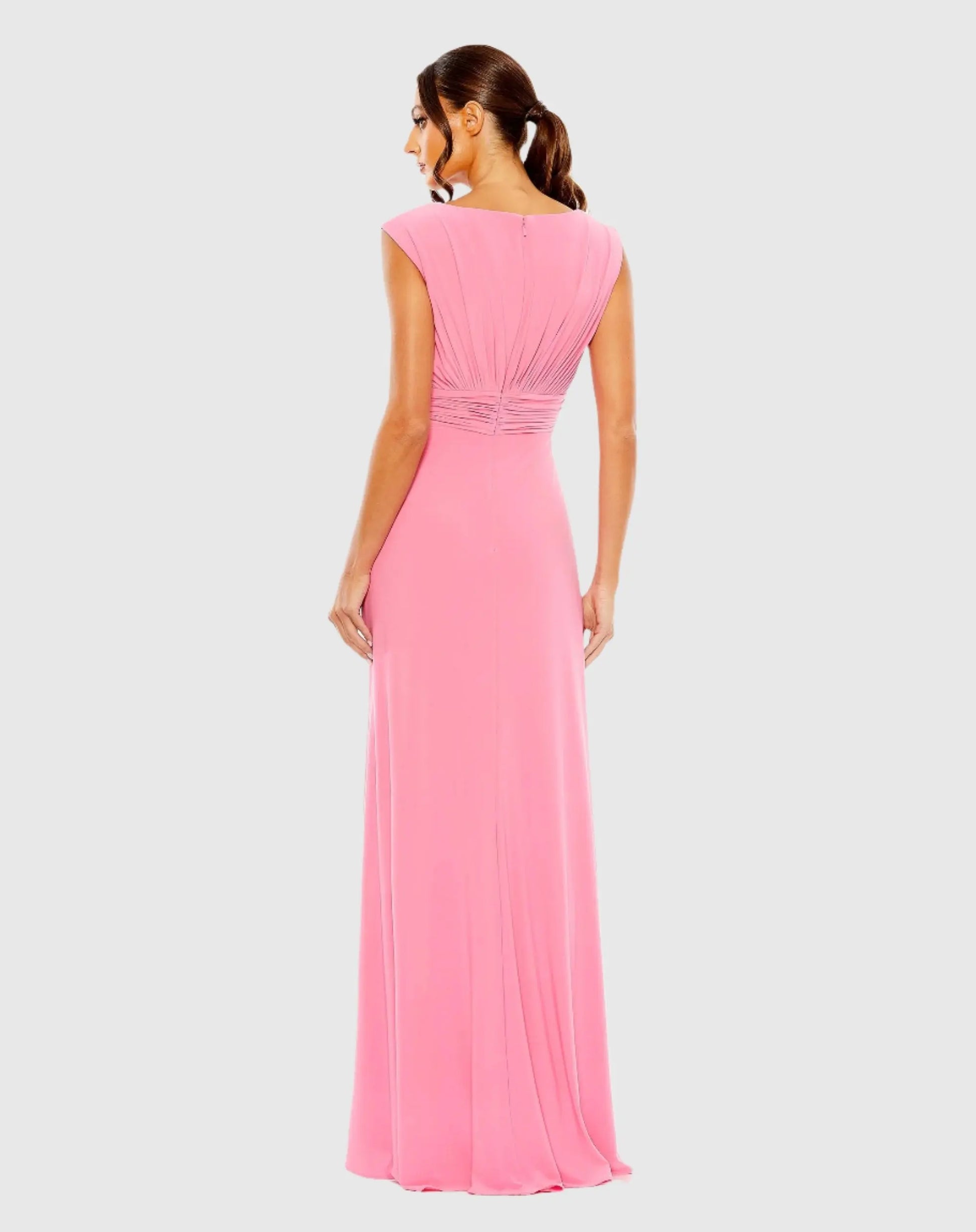 Sleeveless Side Ruched Slit Gown - Mac Duggal
