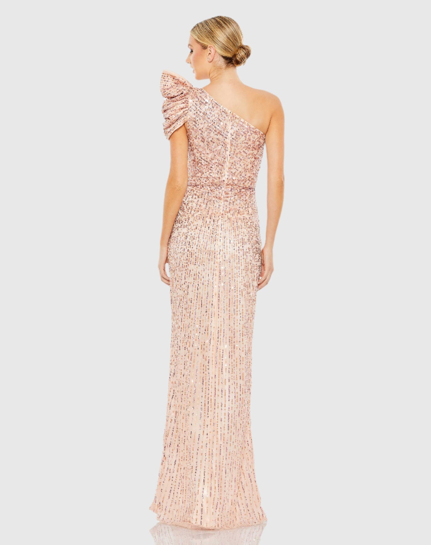 Embellished Puff One Shoulder Gown