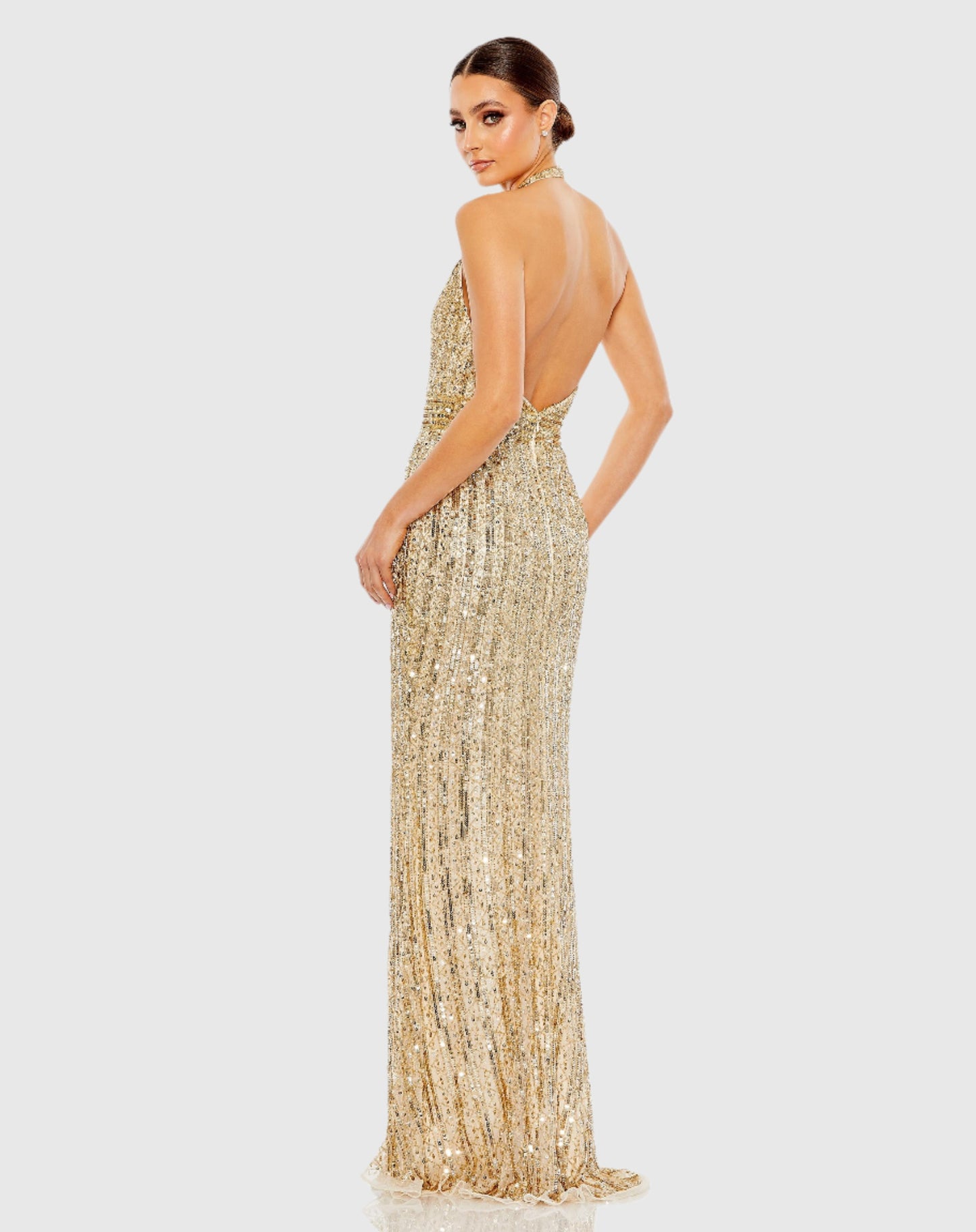 Sequined Halter Strap Trumpet Gown