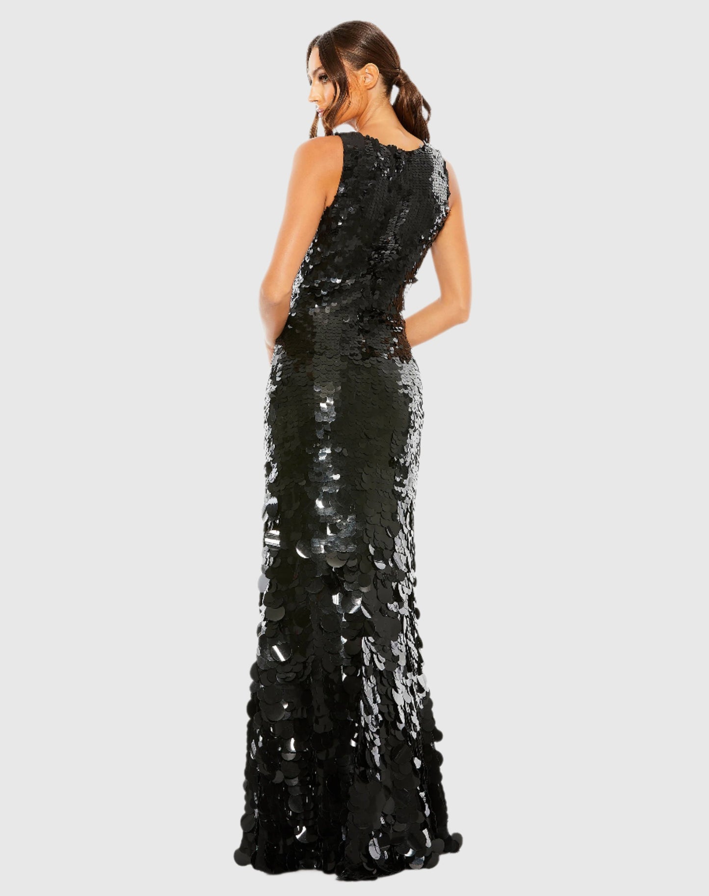 Sleeveless Disc Sequin Gown