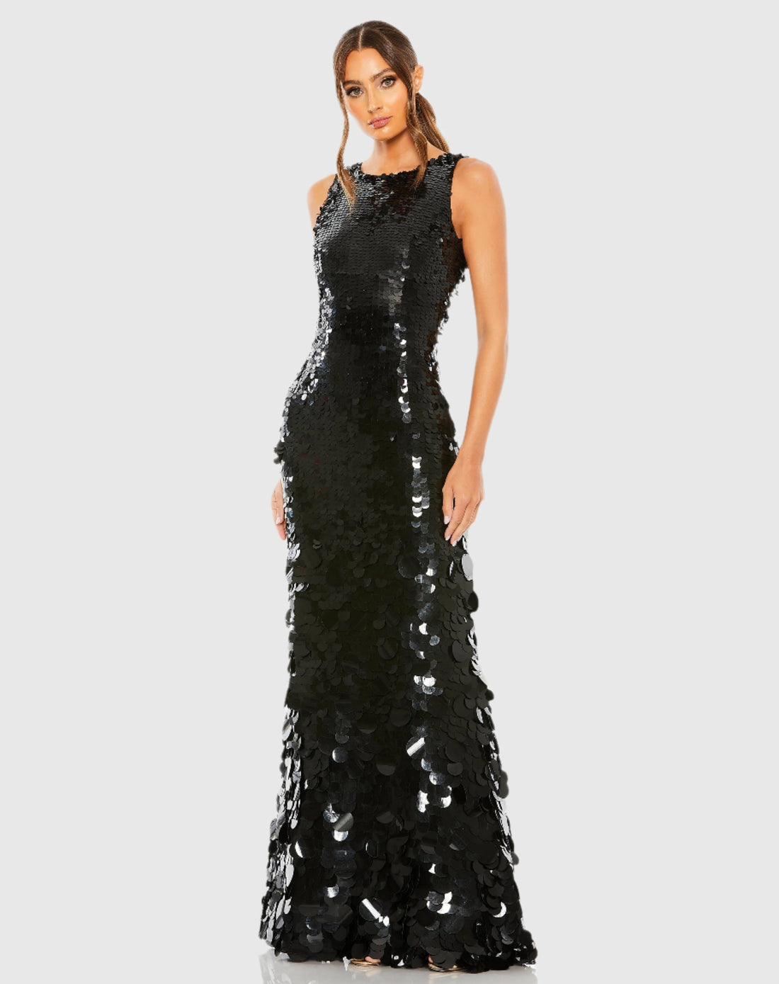 Sleeveless Disc Sequin Gown