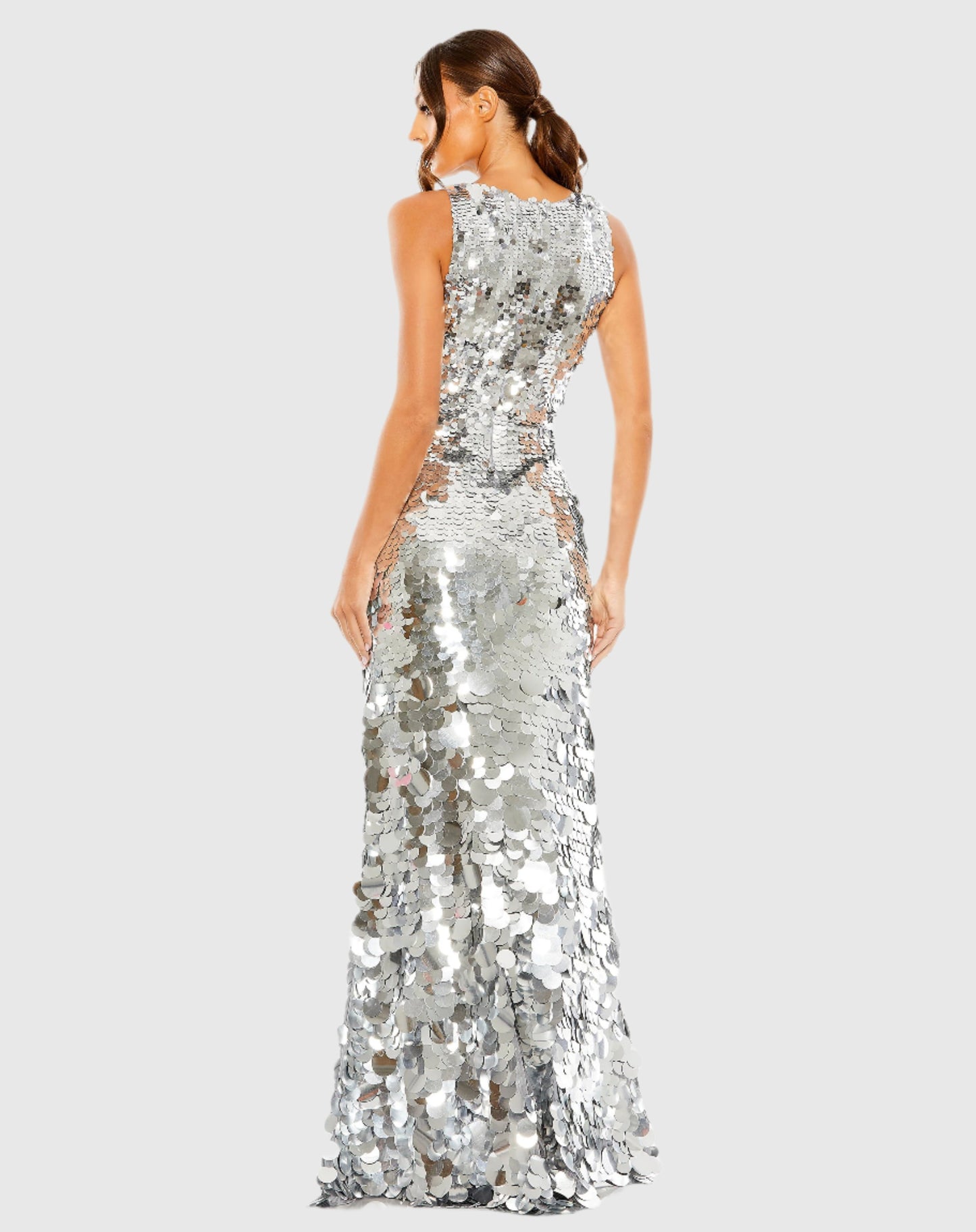 Sleeveless Disc Sequin Gown