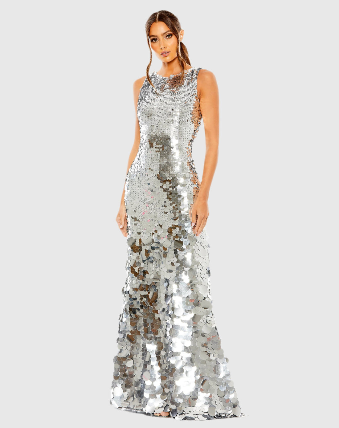 Sleeveless Disc Sequin Gown