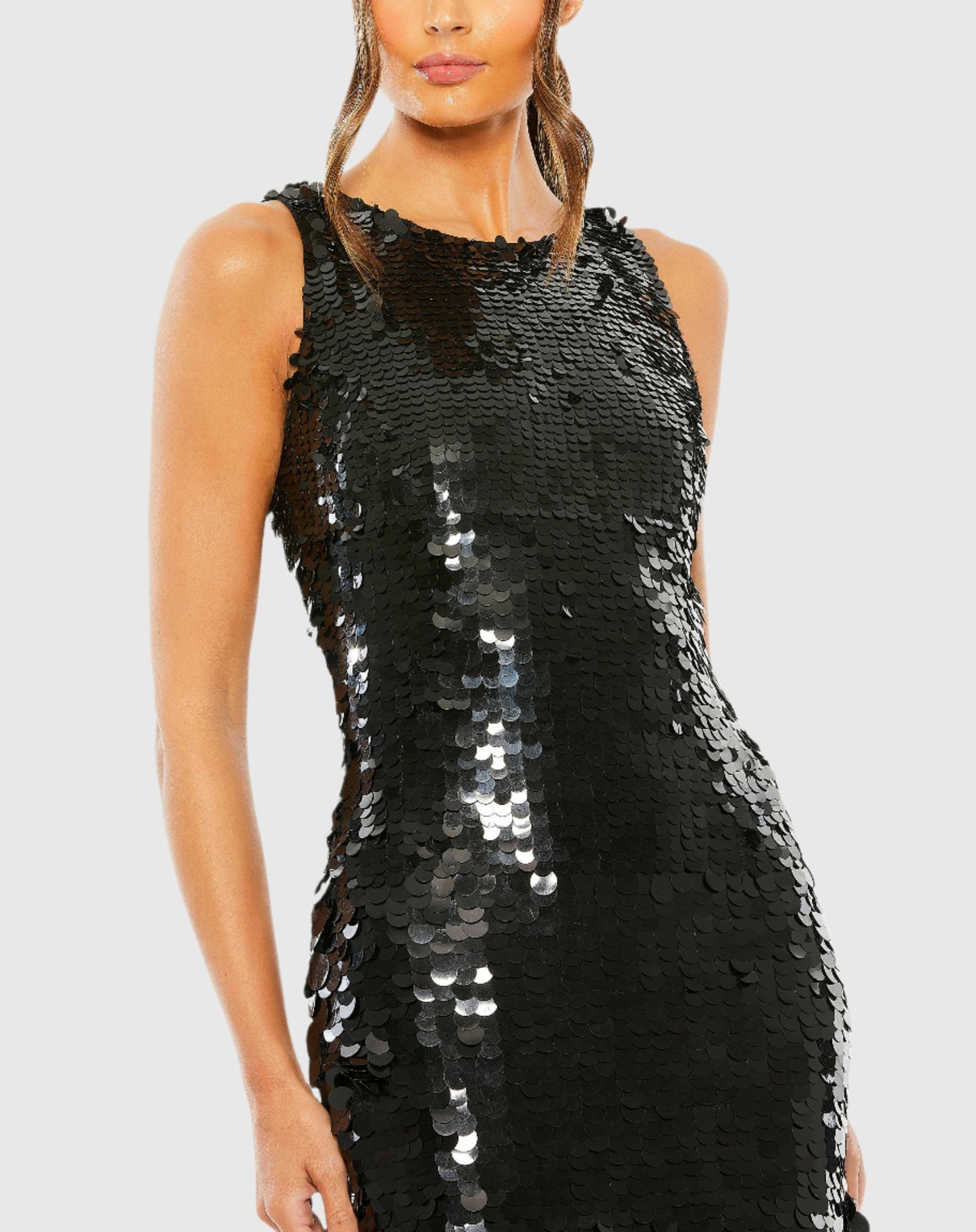 Sleeveless Disc Sequin Gown