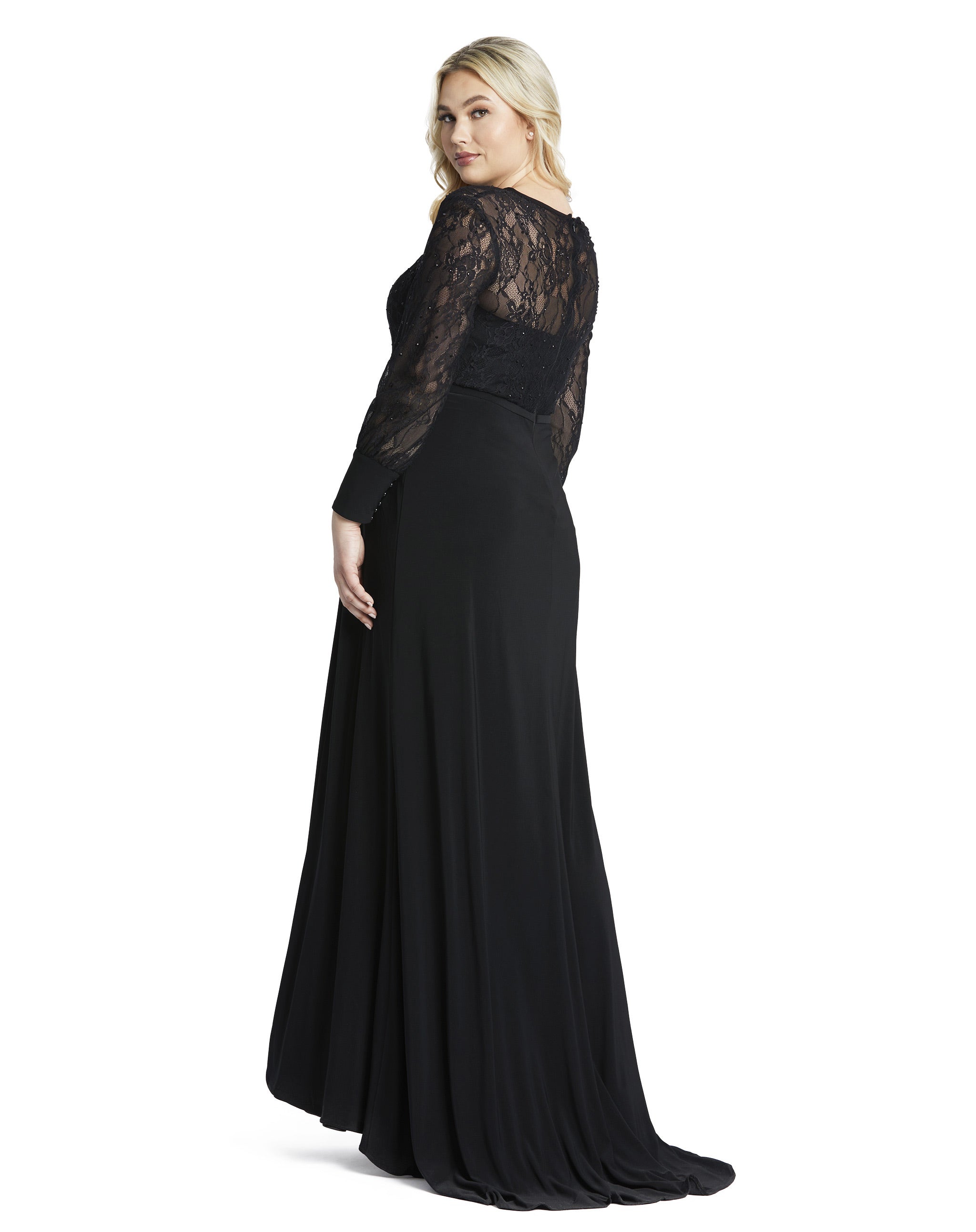 Sequin Lace Black Evening Gown