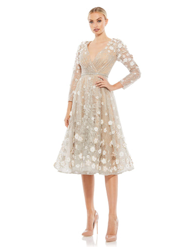 Floral Embellished Lace A-Line Cocktail Dress – Mac Duggal