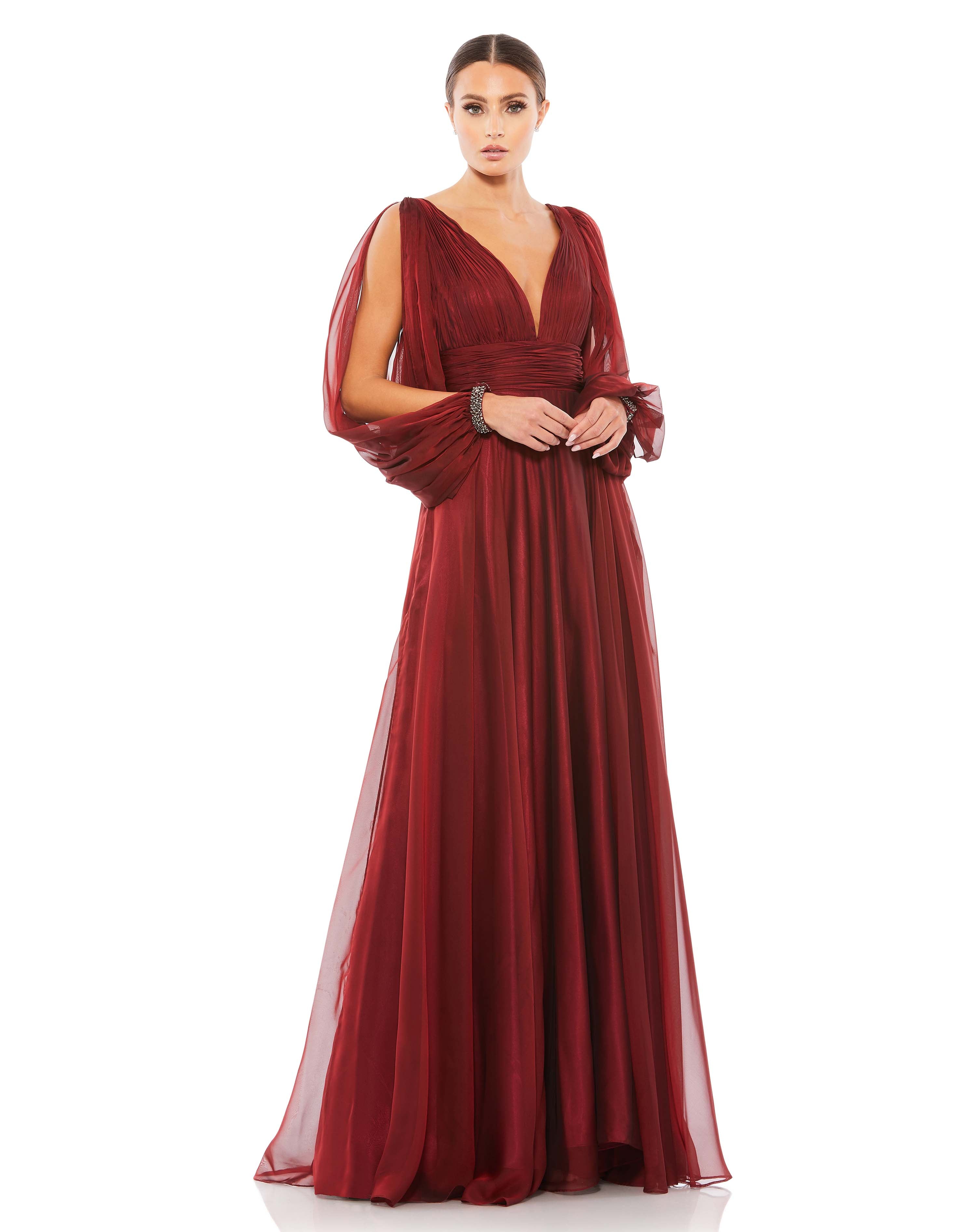 Chiffon Open Sleeve A Line Gown