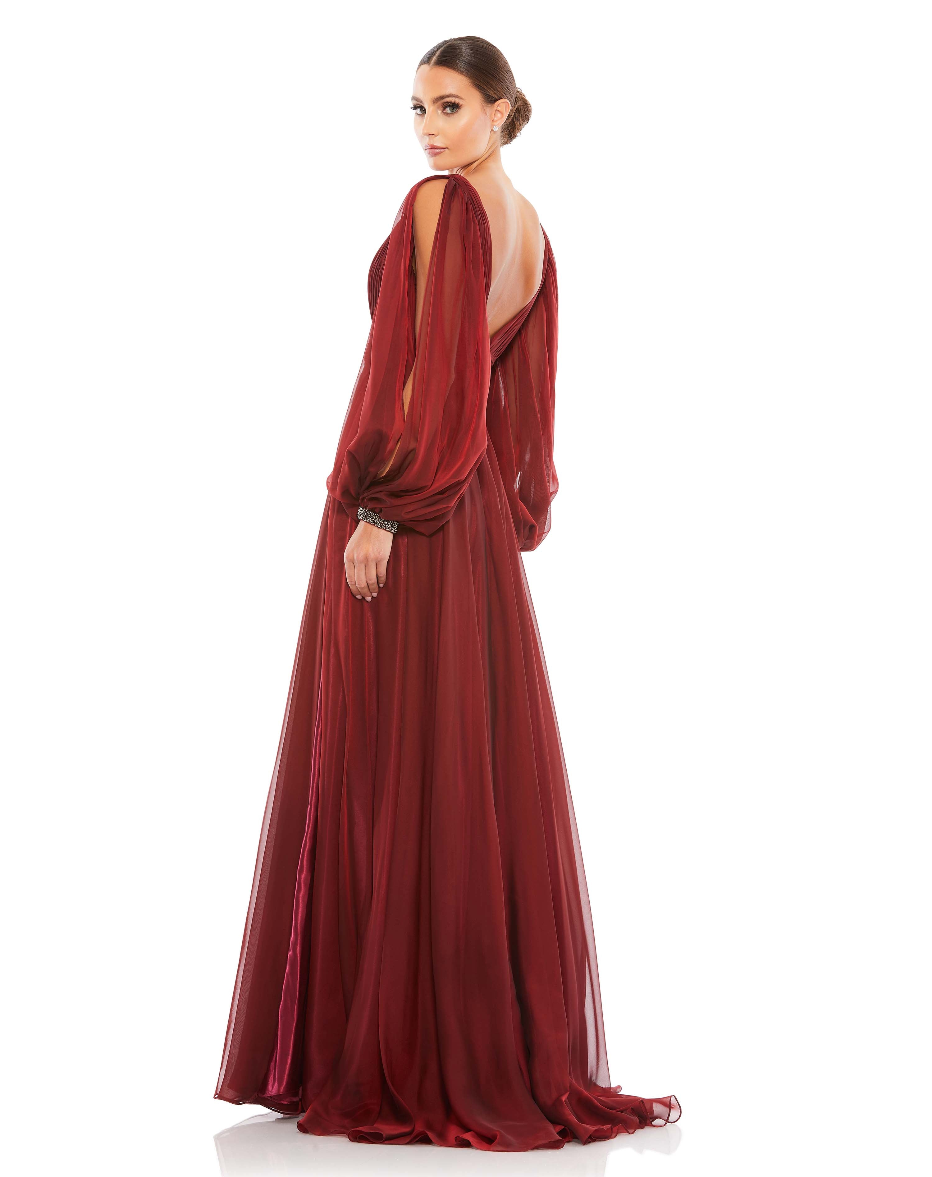 Chiffon Open Sleeve A Line Gown
