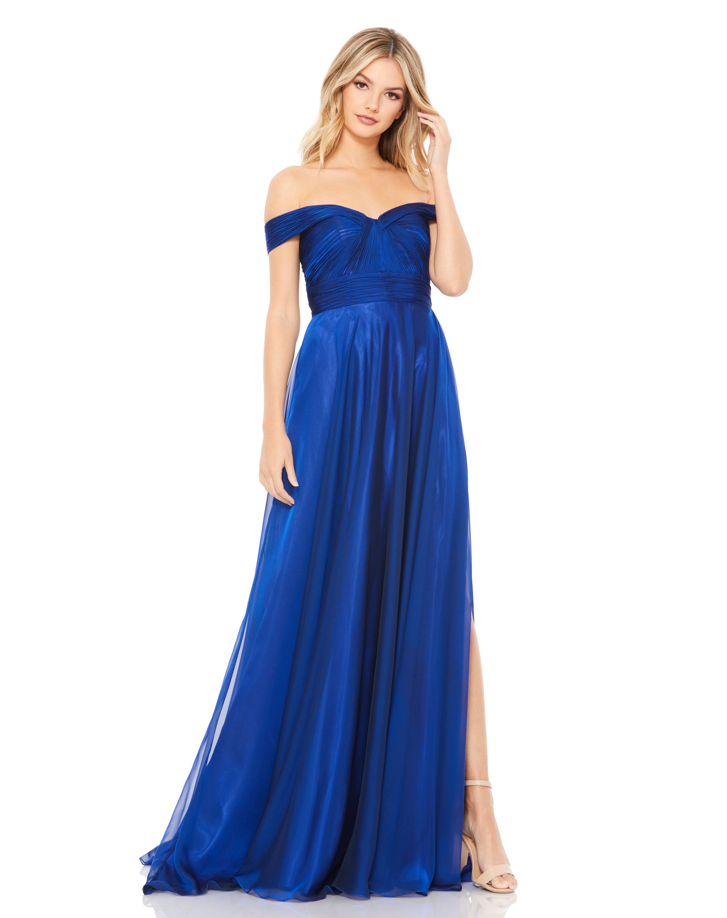 Off The Shoulder Ruched A Line Gown