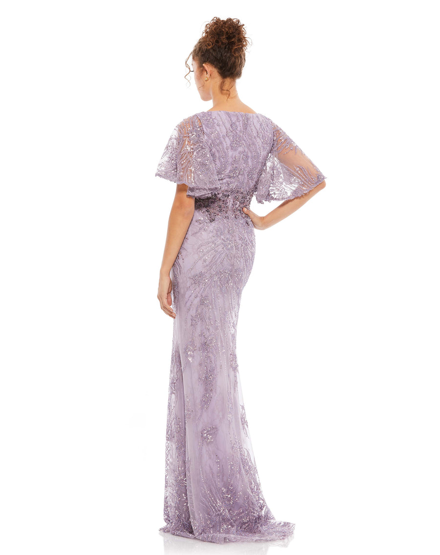 Vintage Flutter Sleeve Evening Gown – Mac Duggal
