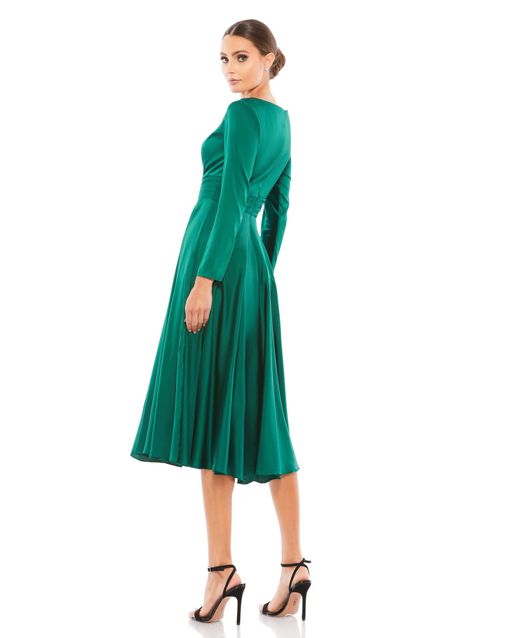 Plunge Neck Satin A-Line Dress – Mac Duggal