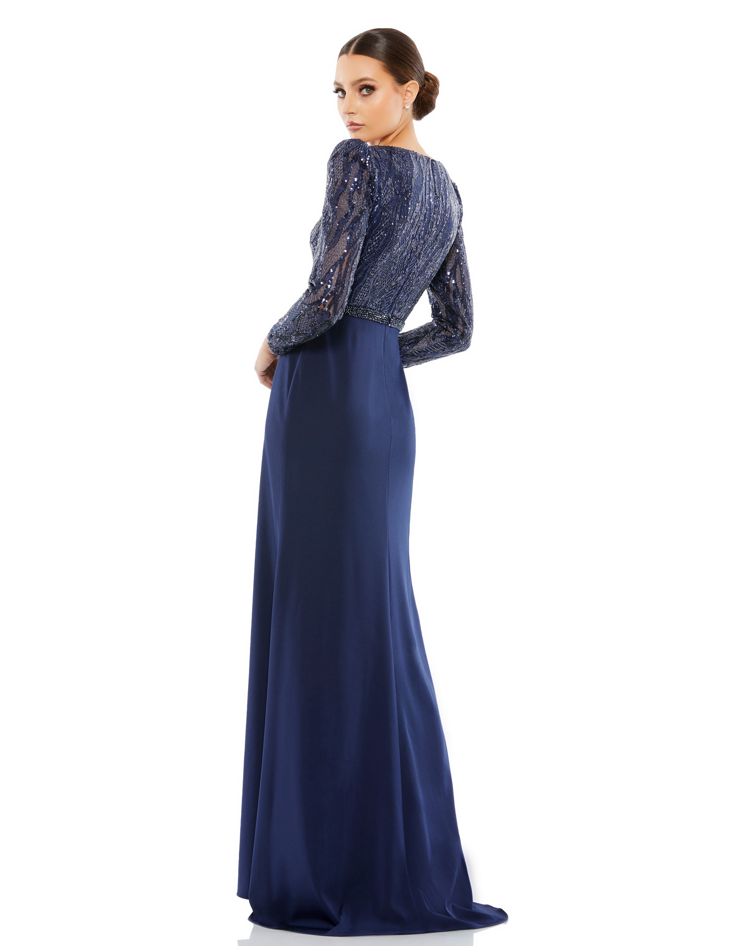 Embellished Long Sleeve Bodice Column Dress – Mac Duggal