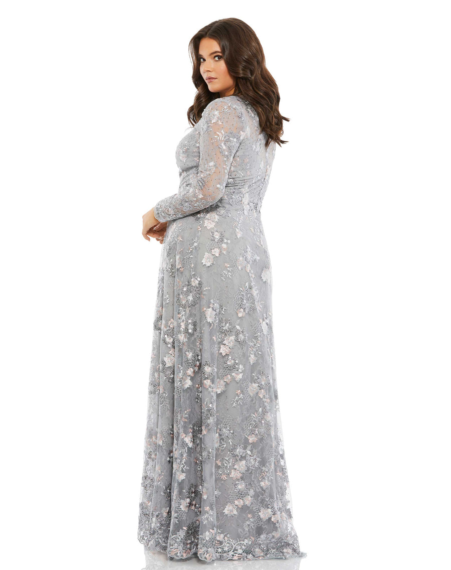 Embellished Illusion Long Sleeve A Line Gown (Plus) – Mac Duggal