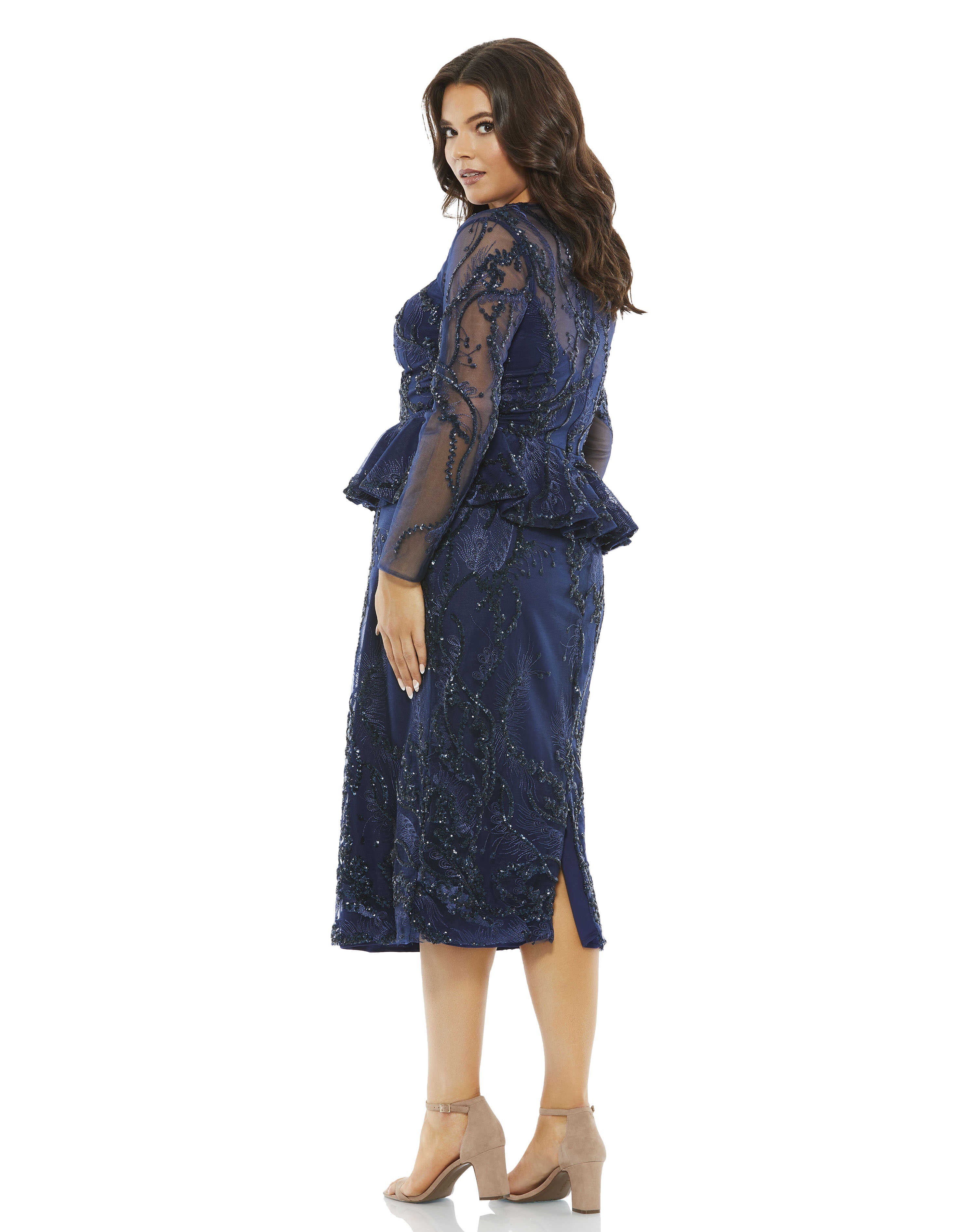 Embellished Peplum Midi Sheath Dress (Plus) - FINAL SALE