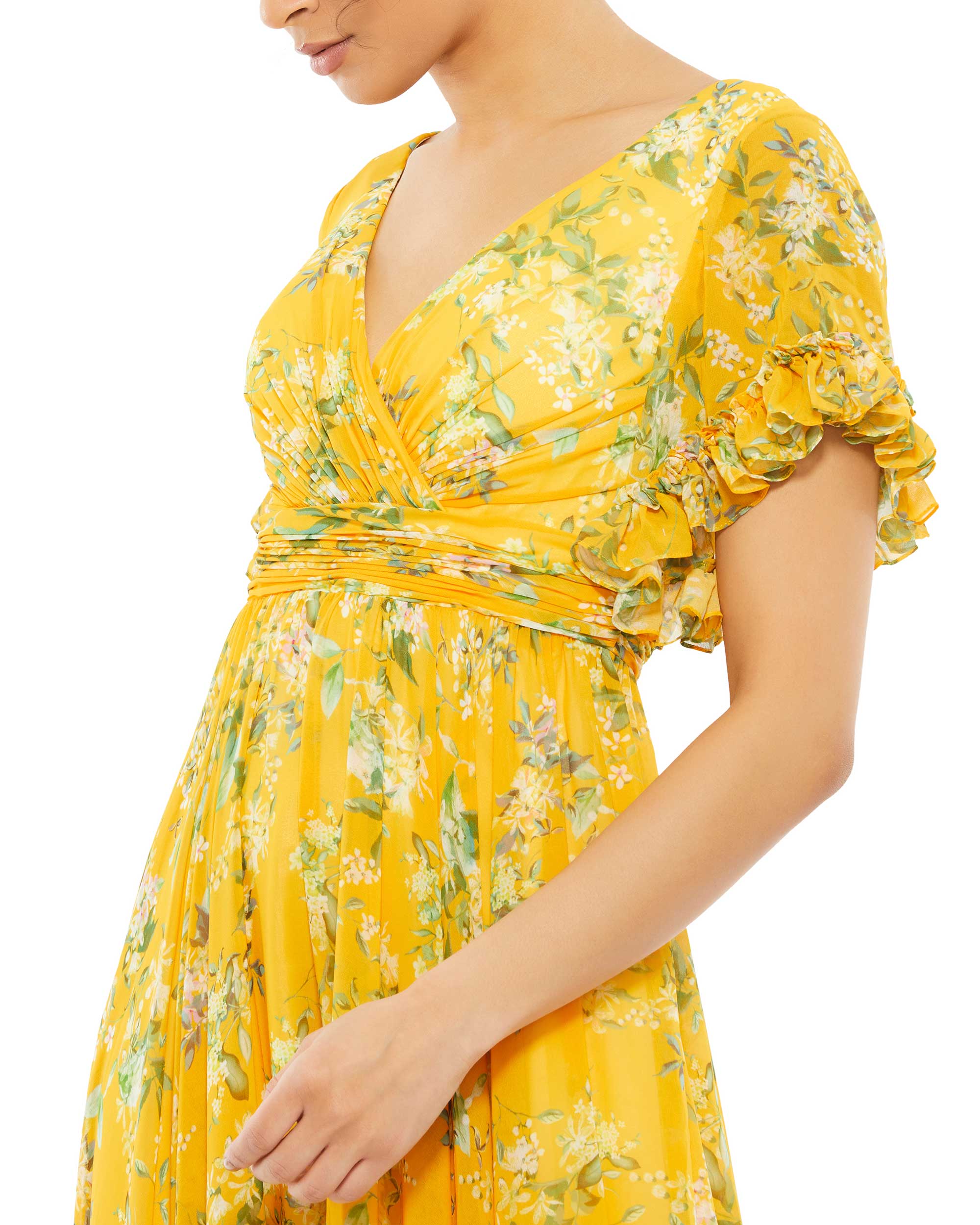Flounce Sleeve Floral Maxi Dress