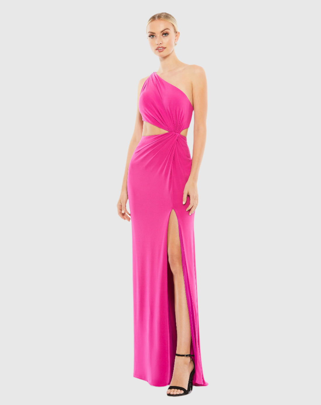 One Shoulder Ruched Cut Out Jersey Gown