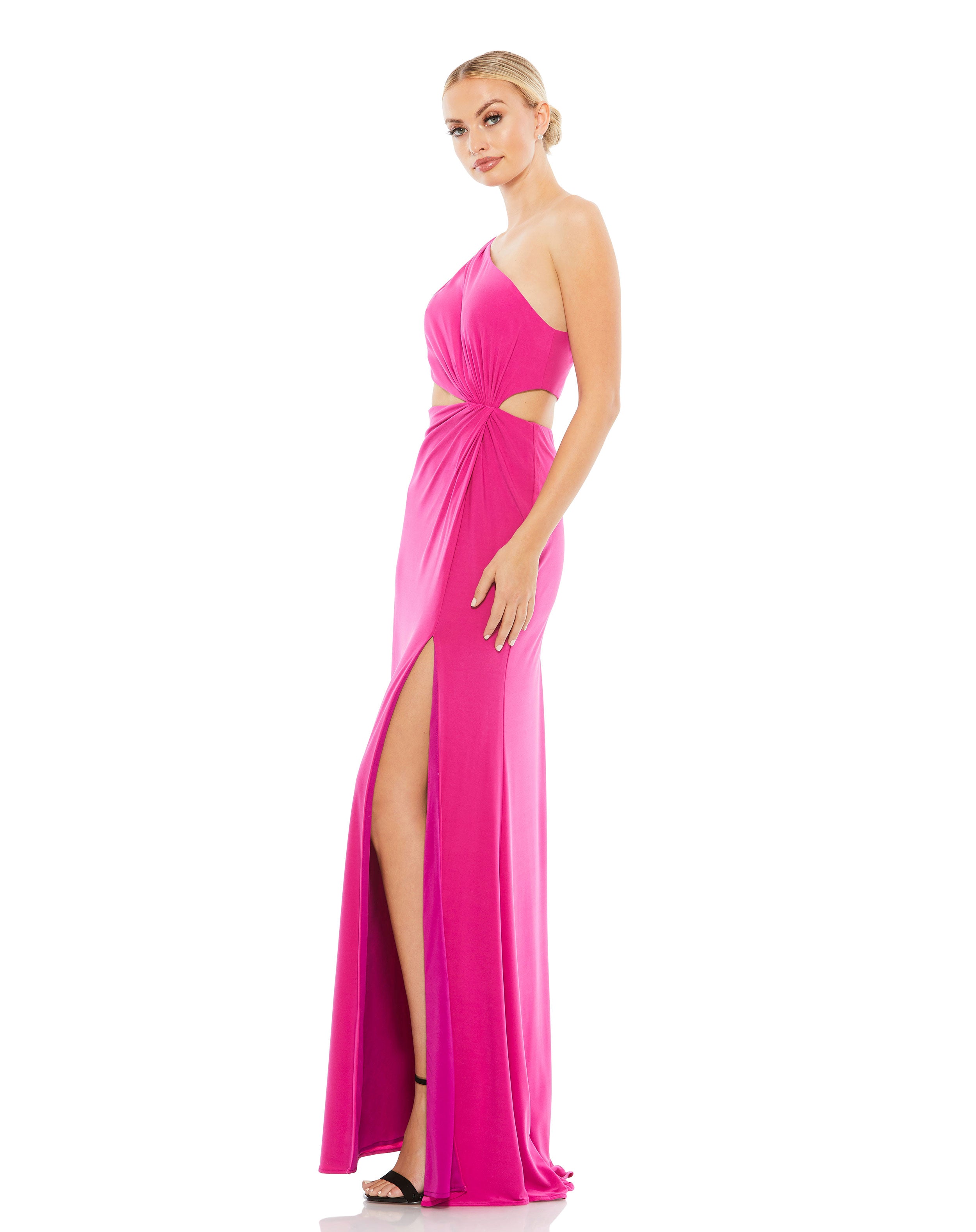 One Shoulder Ruched Cut Out Jersey Gown