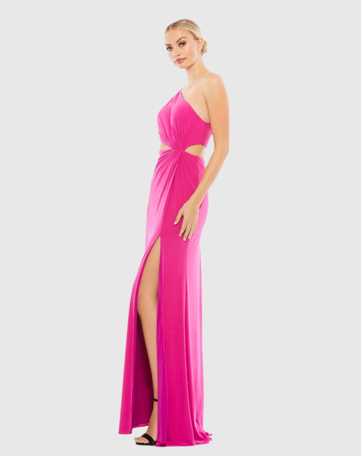 One Shoulder Ruched Cut Out Jersey Gown - Final Sale