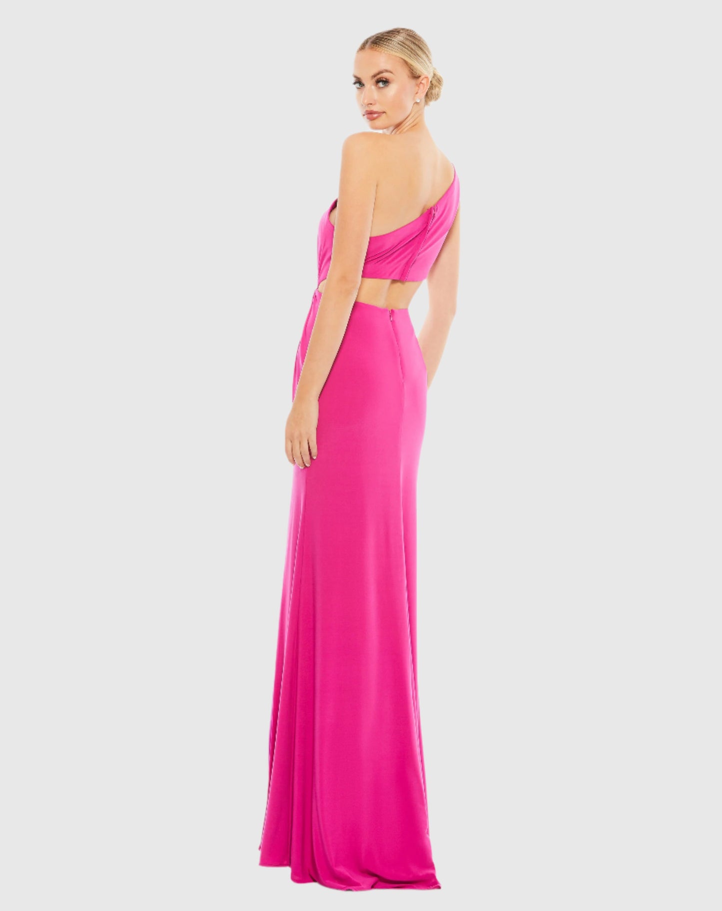 One Shoulder Ruched Cut Out Jersey Gown - Final Sale