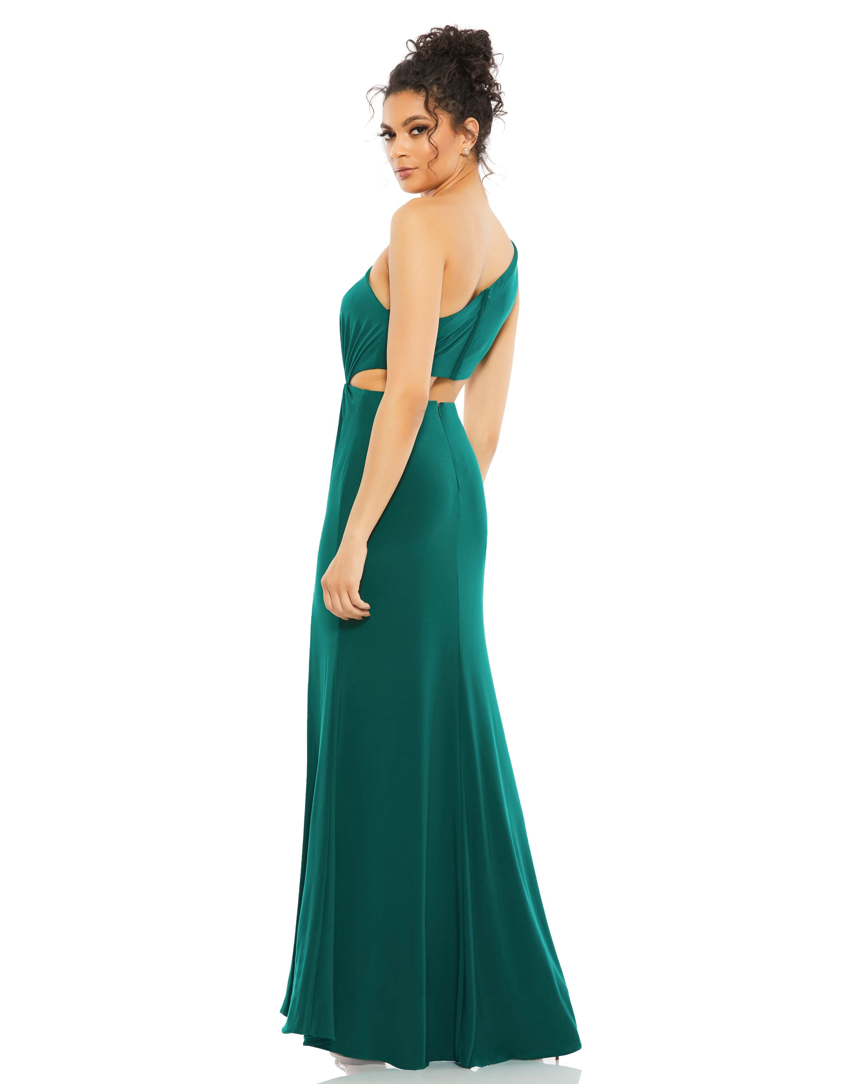 One Shoulder Ruched Cut Out Jersey Gown