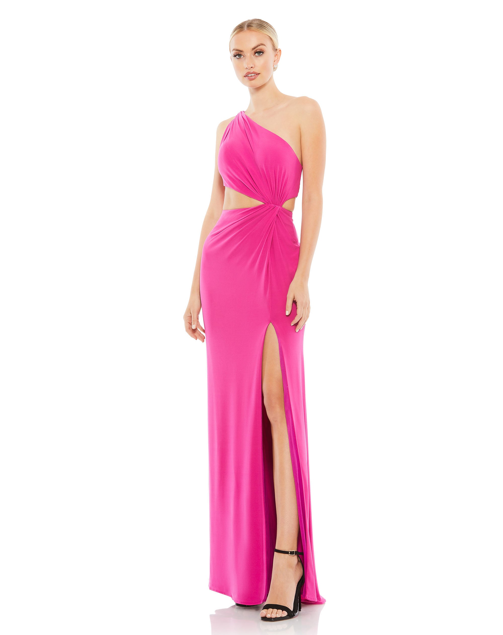 One Shoulder Ruched Cut Out Jersey Gown – Mac Duggal
