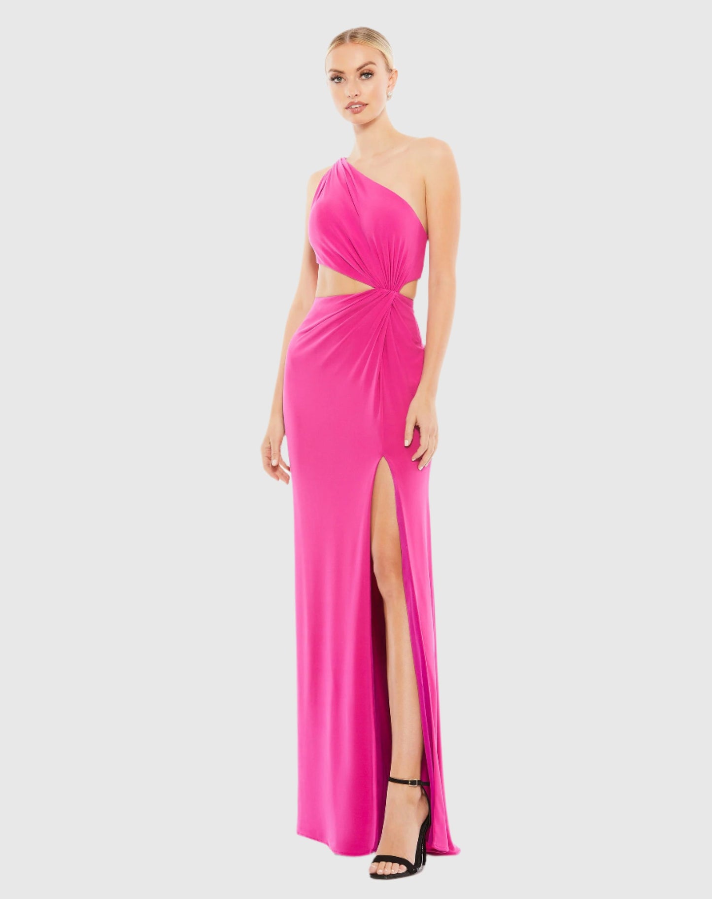 One Shoulder Ruched Cut Out Jersey Gown - Final Sale