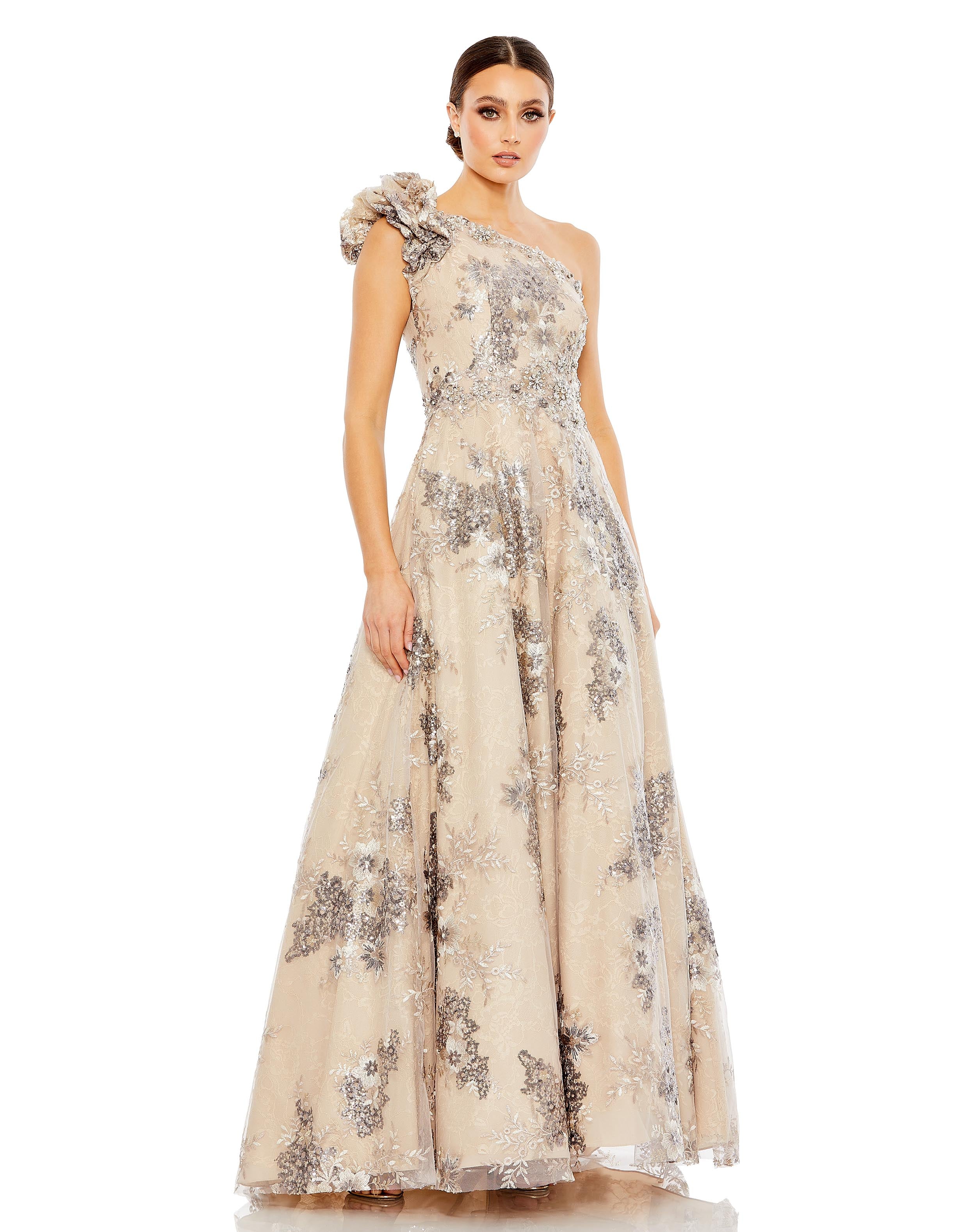 Embellished One Shoulder A Line Gown – Mac Duggal