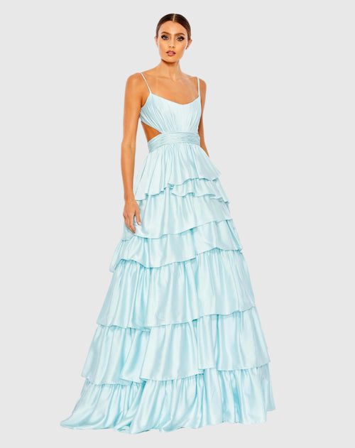 Ruffle Tiered Cut Out Sleeveless Ballgown