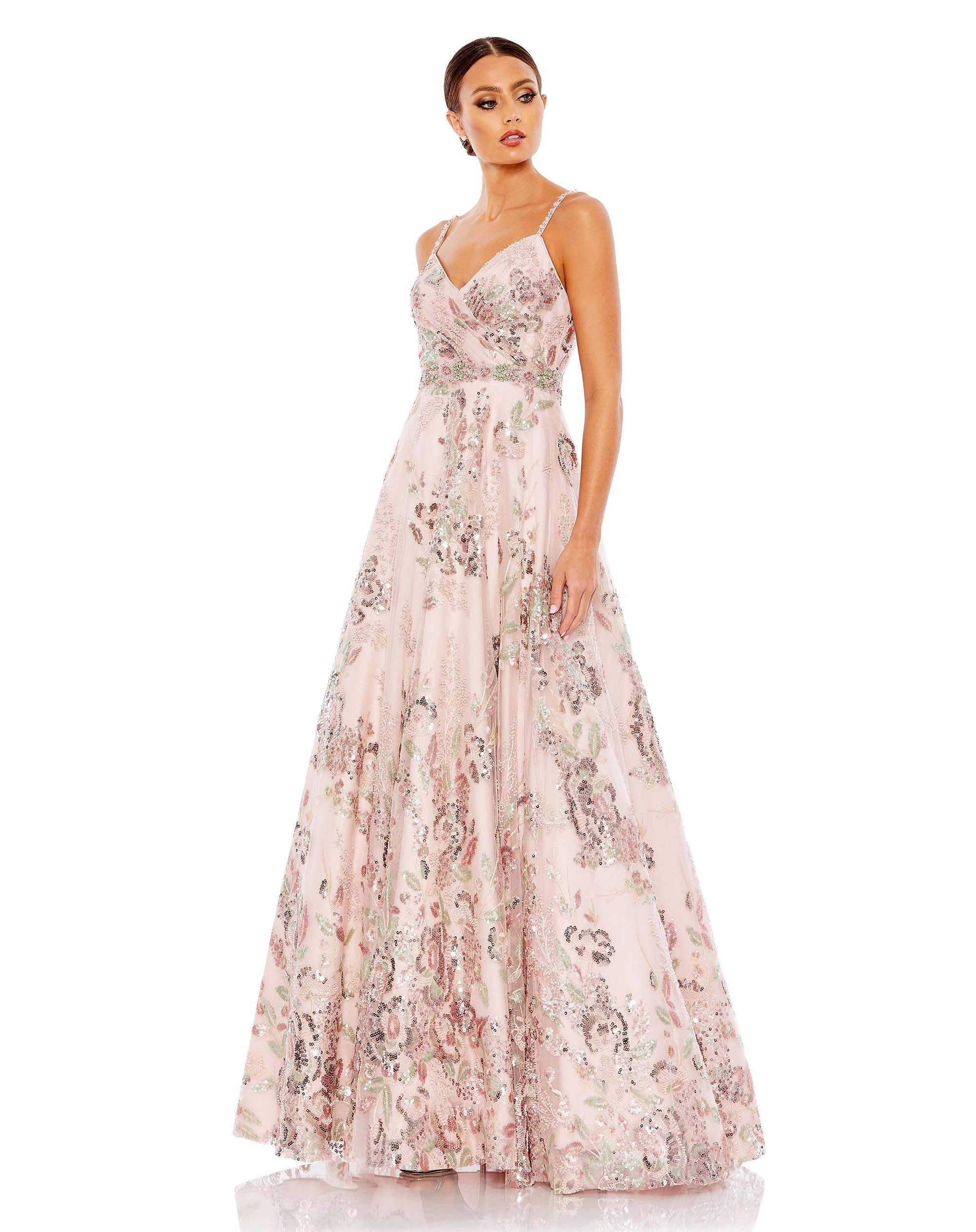 Embellished A Line Gown with Cutouts